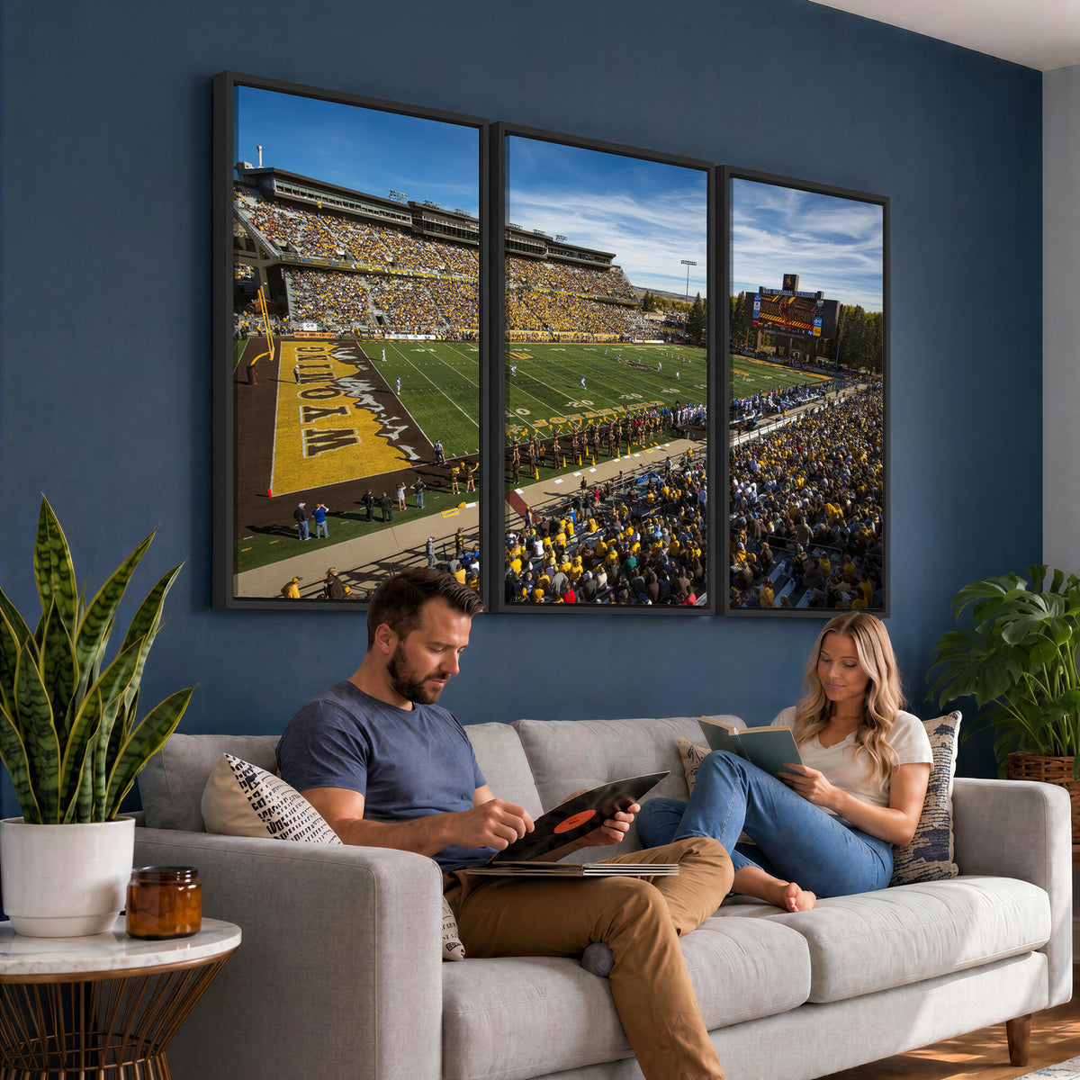89846-MGV-CV-36X24 - University of Wyoming Cowboys Football Team Print, Laramie, Man Cave Wall Decor