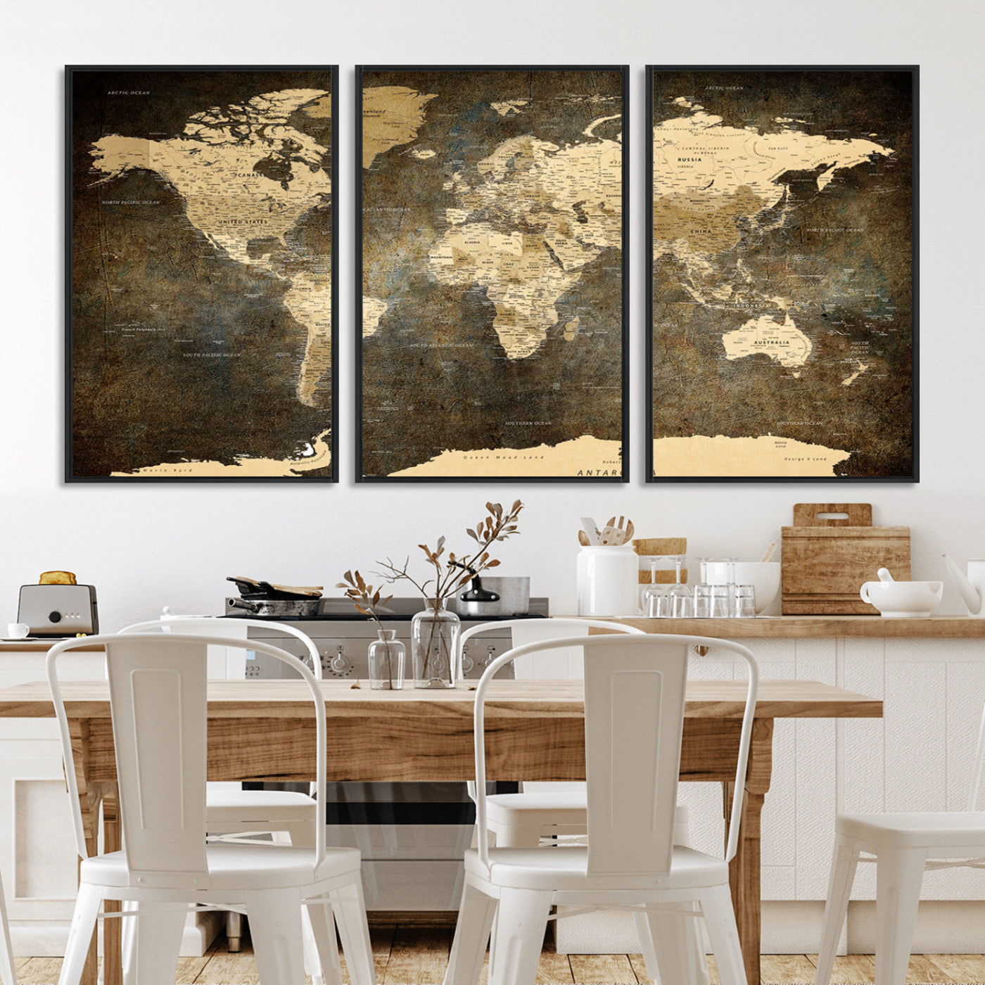 MGV-FC-60X30-3P - Push Pin World Map Canvas Print – Framed Wall Art for Couples to Track Their Travels – Anniversary