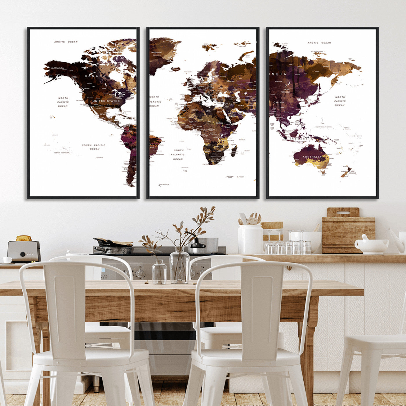 MGV-FC-60X30-3P - Push Pin World Map Canvas Print – Framed Wall Art for Couples to Track Their Travels – Anniversary