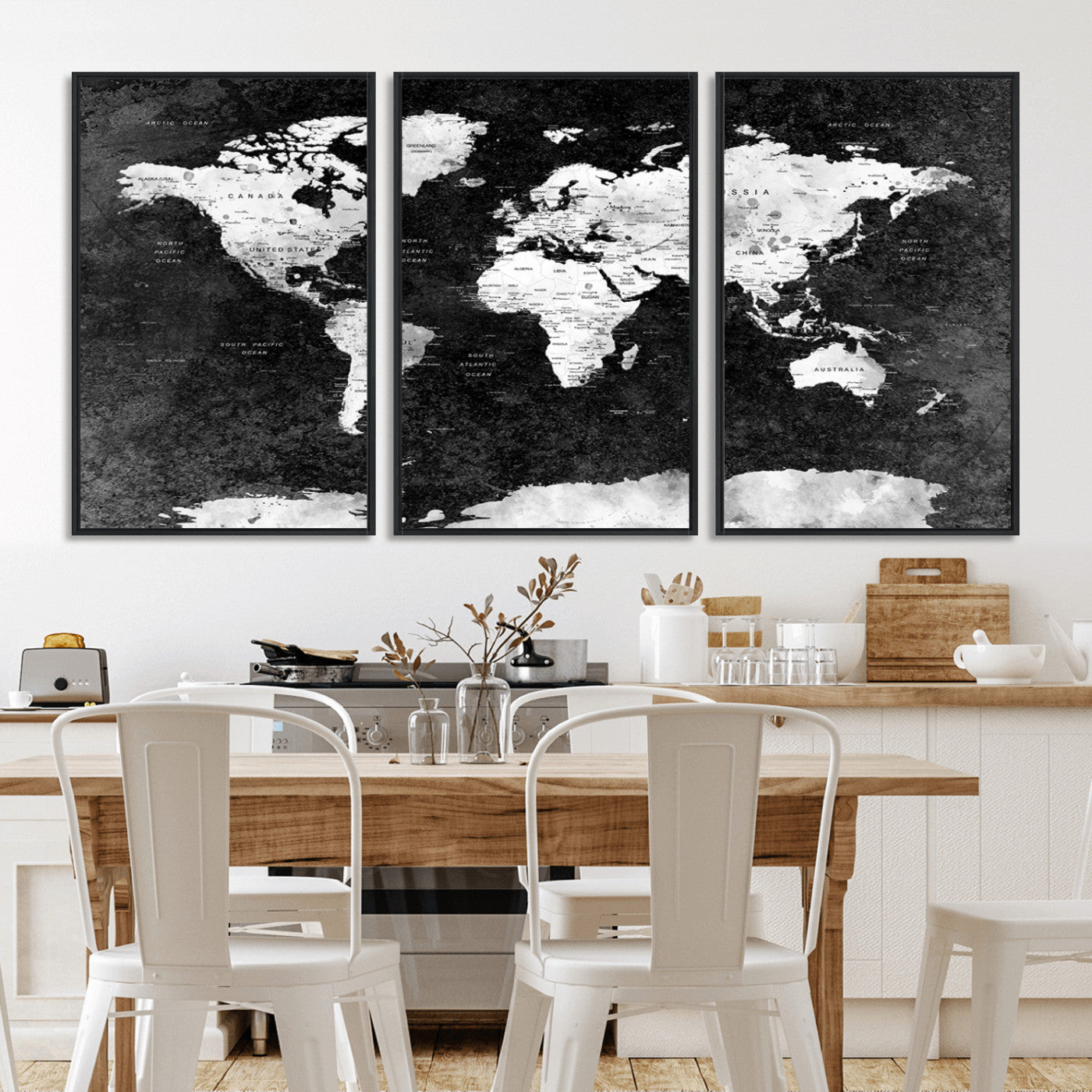 MGV-FC-60X30-3P - Push Pin World Map Canvas Print – Framed Wall Art for Couples to Track Their Travels – Anniversary