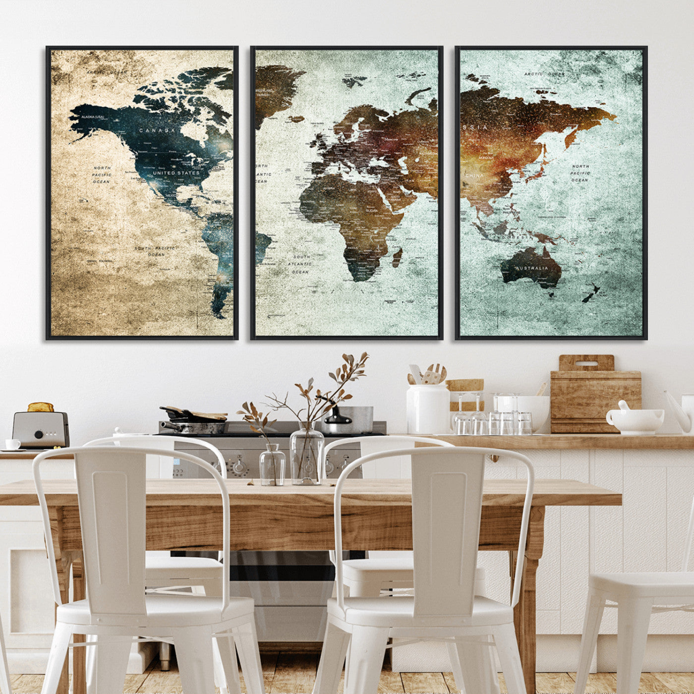 MGV-FC-60X30-3P - Push Pin World Map Canvas Print – Framed Wall Art for Couples to Track Their Travels – Anniversary