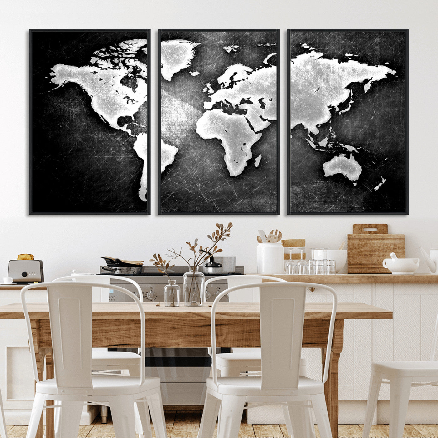 MGV-FC-60X30-3P - World Map Wall Art Canvas Print – Framed Wall Art for Anniversary Gift or Home Adventure Decor