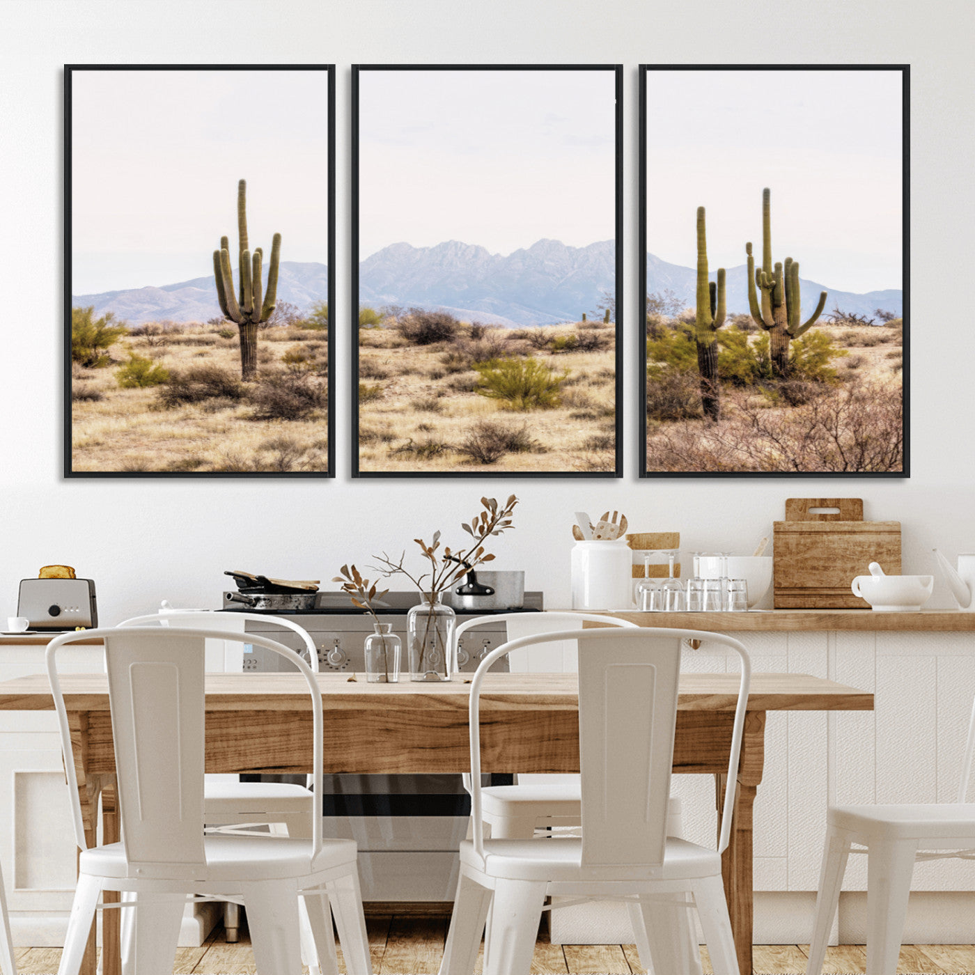 MGV-FC-60X30-3P - Arizona Desert Wall Art Print | Arizona Desert Canvas Print with Saguaro Cacti | Southwestern