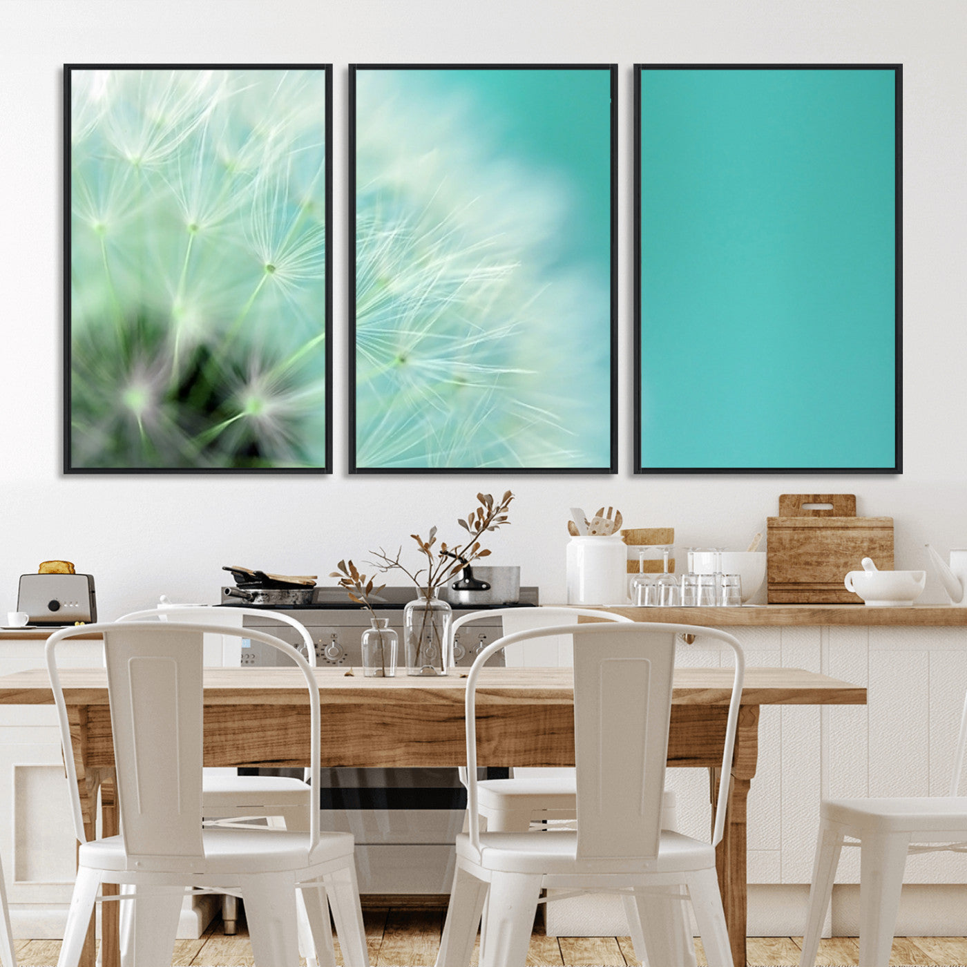 26056-MGV-FC-60X30-3P_Black-DANDELION Flower Wall Art Canvas Print, Canvas Dandelion Floral Wall Art
