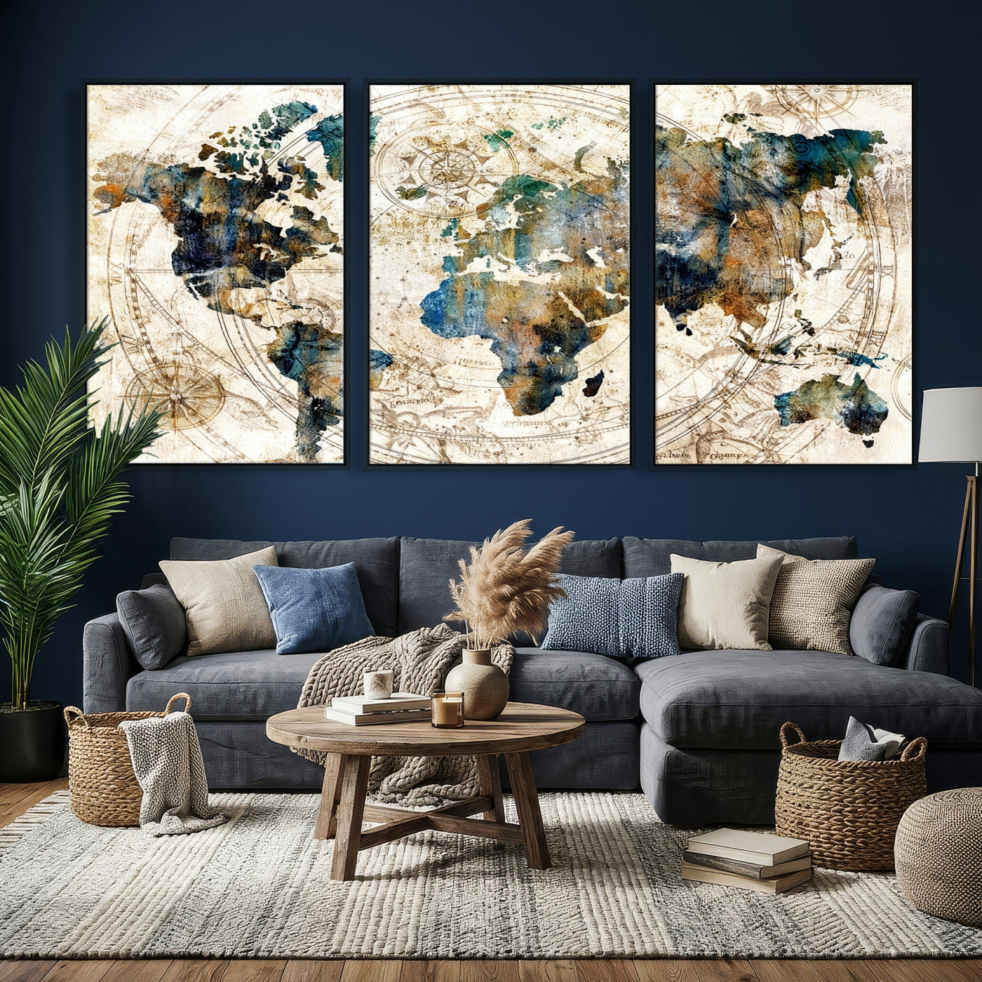 10554-MGV-CV-36X24 - Abstract World Map Art Print Canvas Print