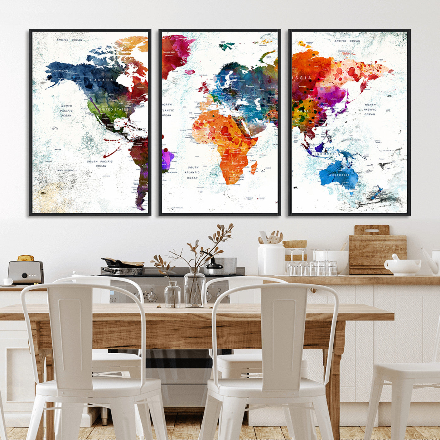 MGV-FC-60X30-3P - Push Pin World Map Canvas Print – Framed Wall Art for Couples to Track Their Travels – Anniversary