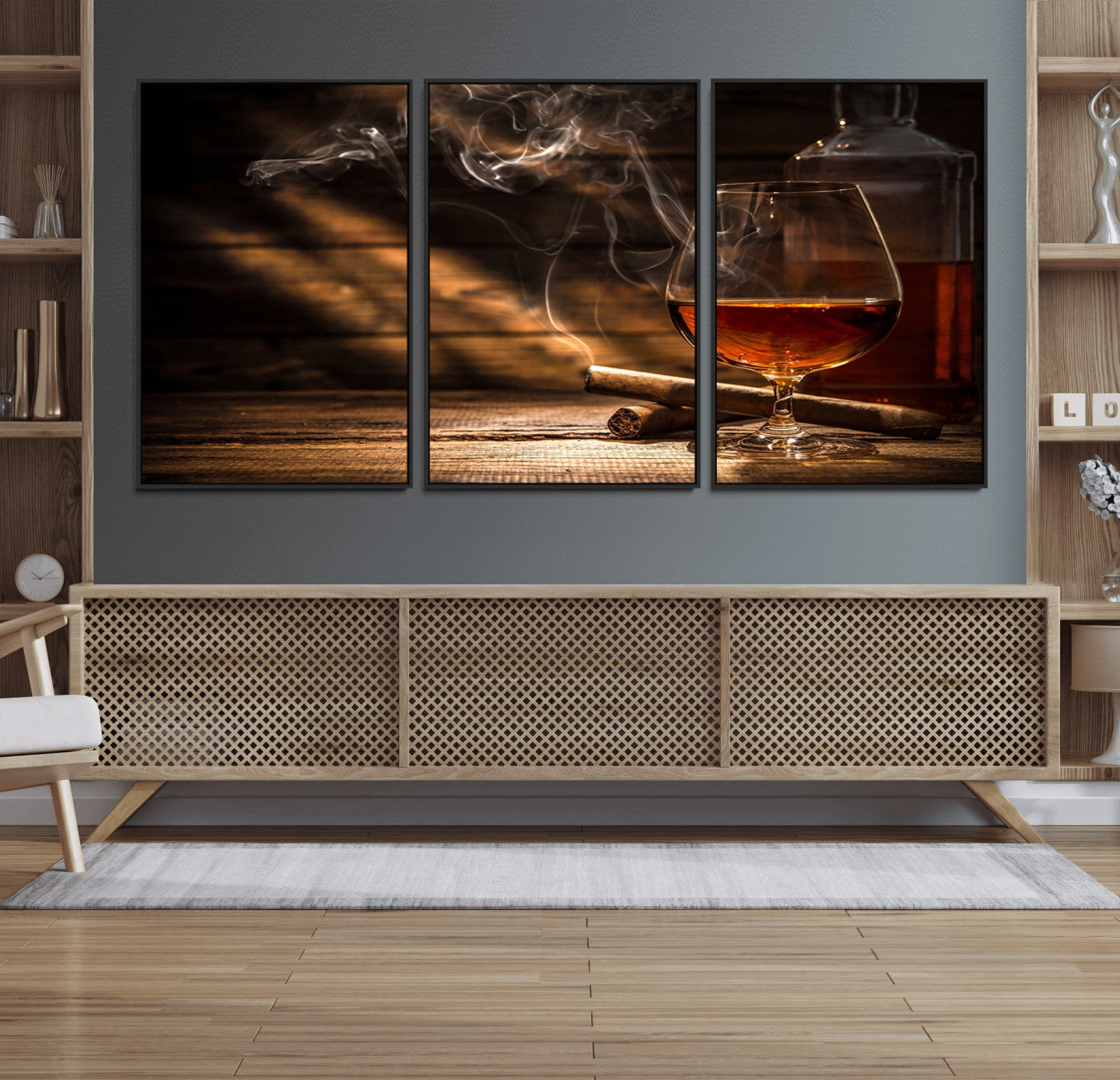 92305-MGV-FC-60X30-3P_Black-Whiskey and Cigar Wall Art Canvas Print