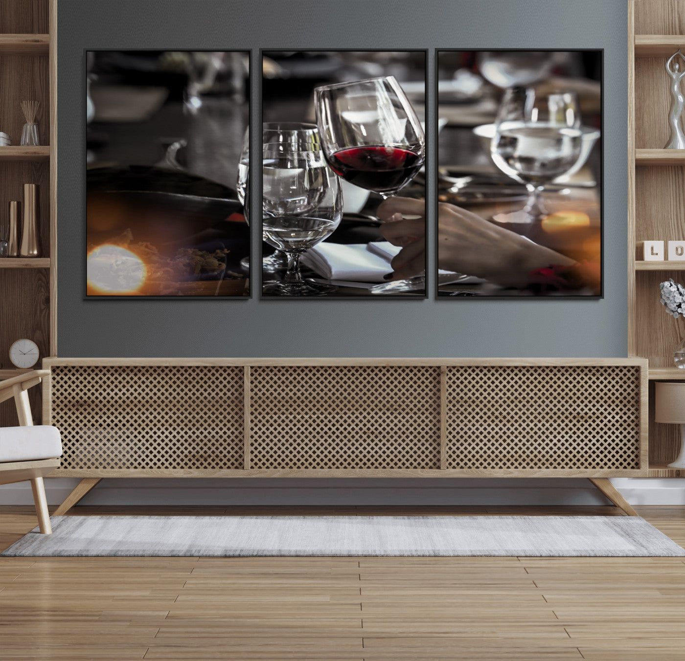 75513-MGV-FC-60X30-3P_Black-Red Wine and Glass Canvas Print