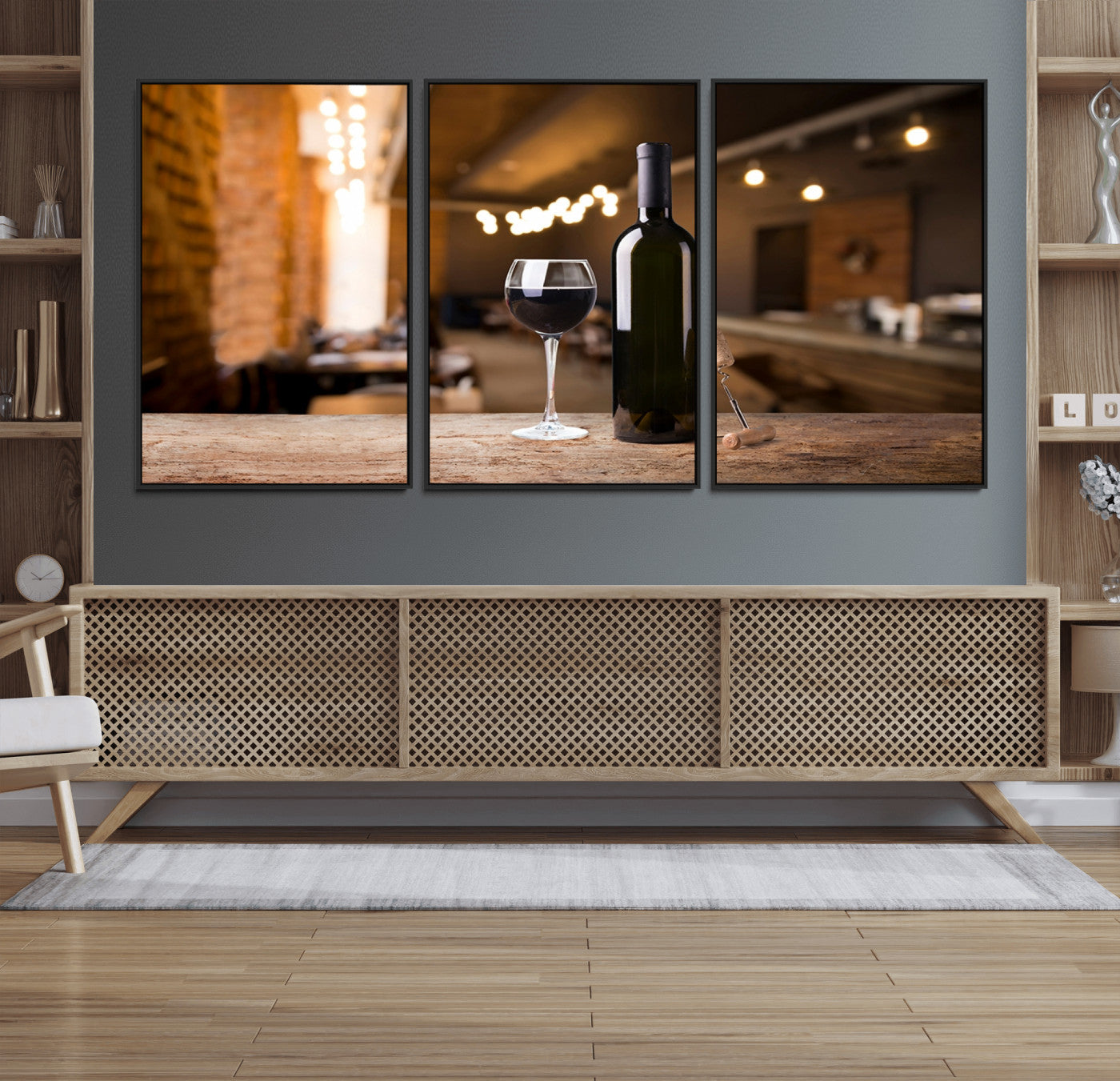 MGV-FC-60X30-3P - Wine and Bottle Wall Art Canvas Print