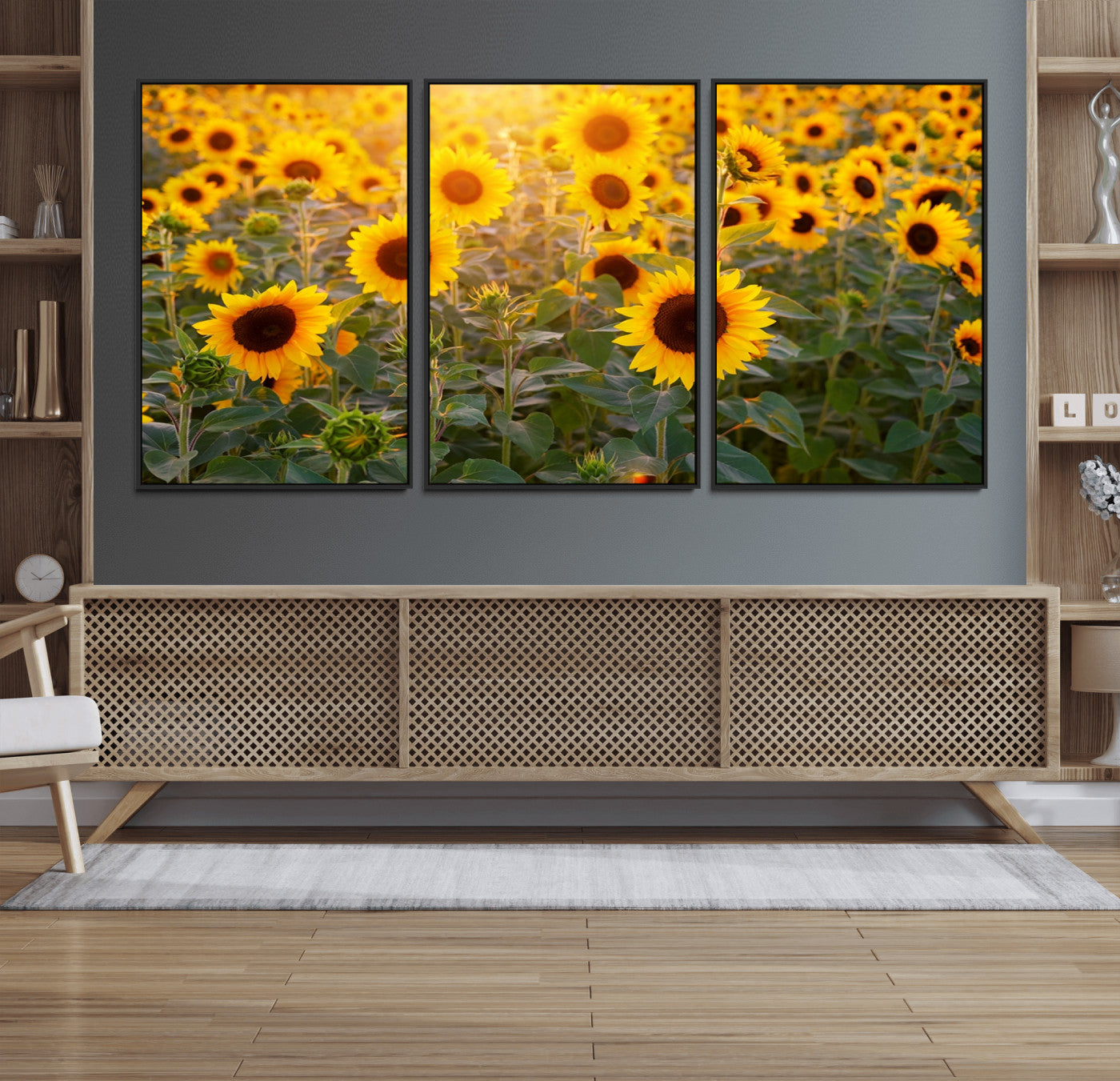 53685-MGV-FC-60X30-3P_Black-Sunflower Sunshine Wall Art Canvas Print