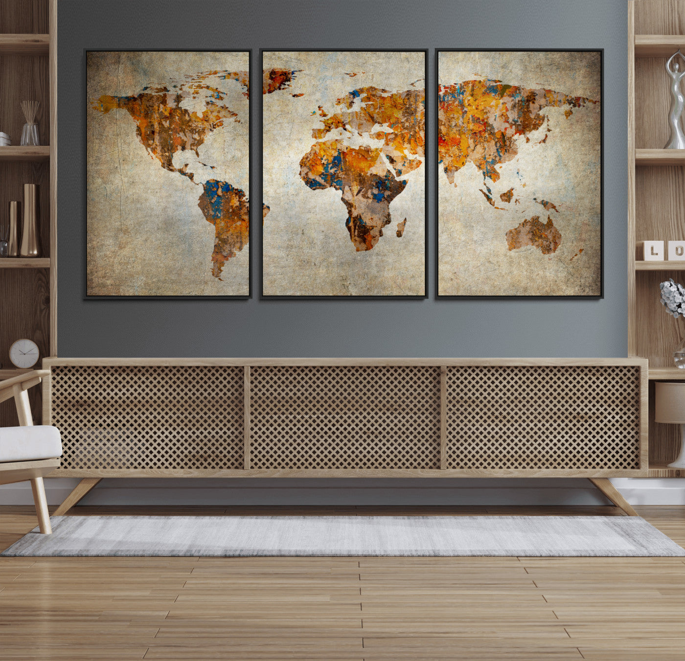 MGV-FC-60X30-3P - Push Pin World Map Canvas Print – Framed Wall Art for Couples to Track Their Travels – Anniversary