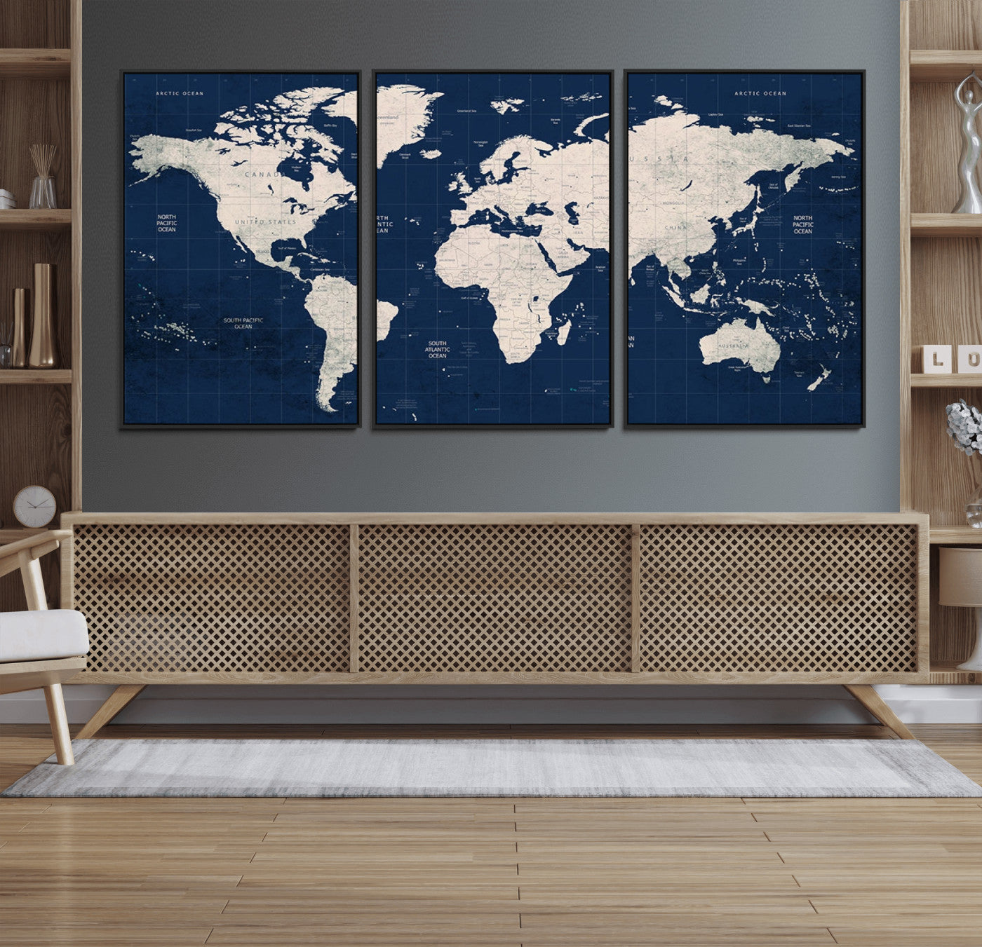 MGV-FC-60X30-3P - Push Pin World Map Canvas Print – Framed Wall Art for Couples to Track Their Travels – Anniversary