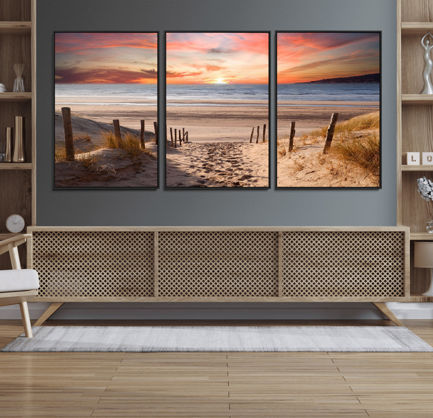 MGV-FC-60X30-3P - Sunset on the Sea Wall Art Canvas Print