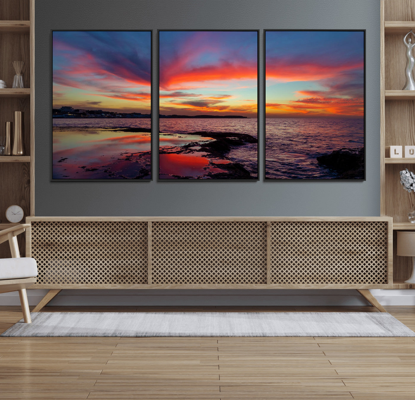 MGV-FC-60X30-3P - Glorious Sunset on The Beach Wall Art Canvas Print
