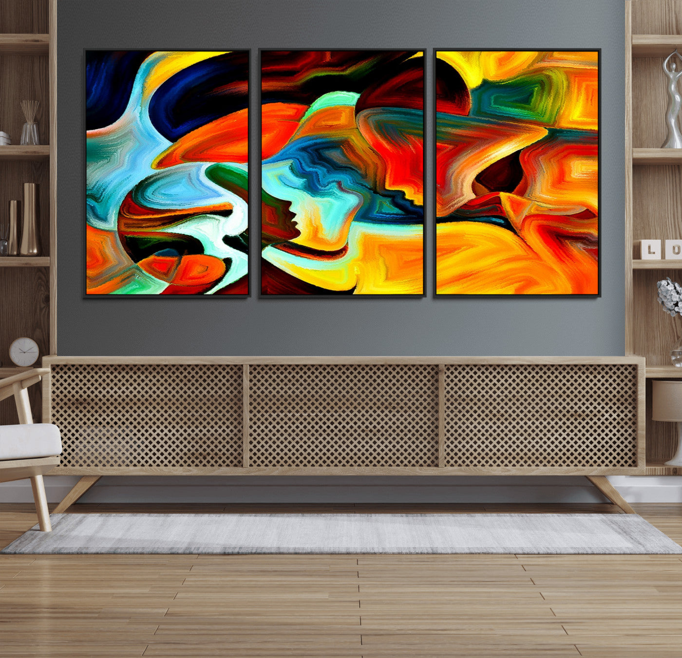 70242-MGV-FC-60X30-3P_Black-Human Love Figures Abstract Wall Art Canvas Print