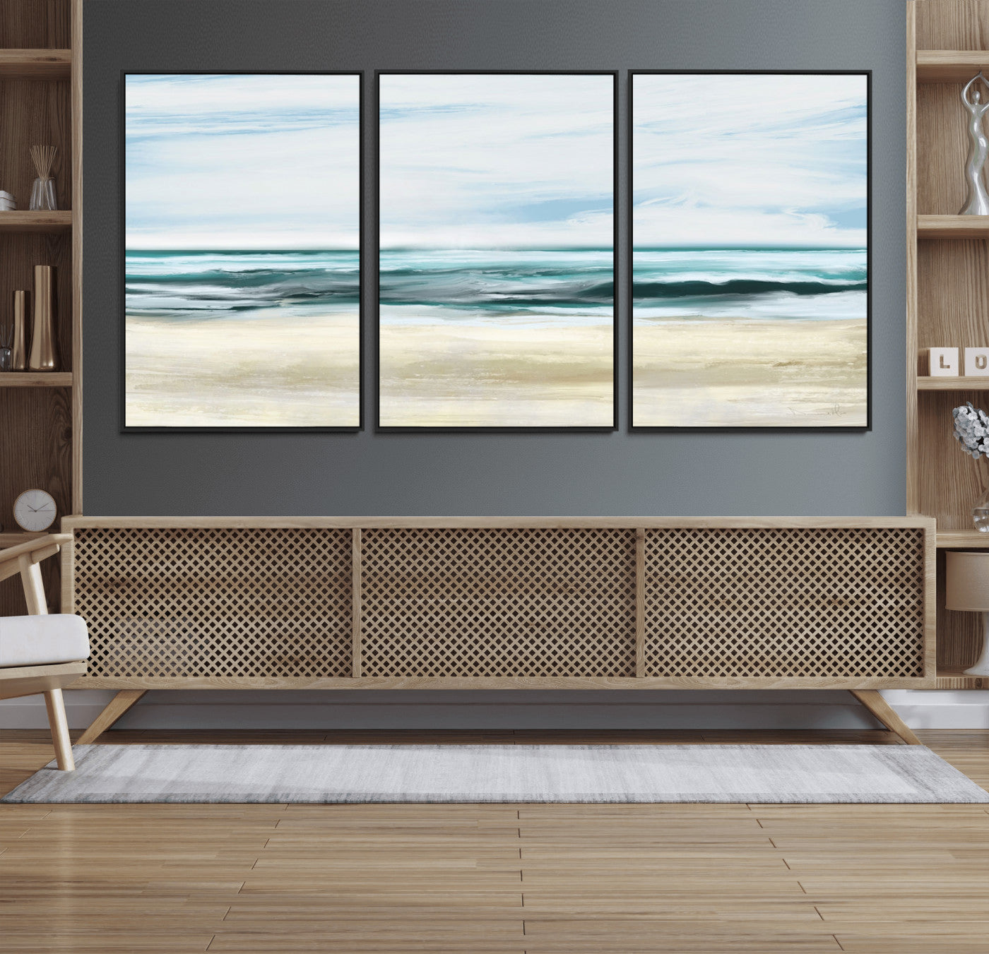 96301-MGV-FC-60X30-3P_Black-Ocean Abstract Wall Art Canvas Print