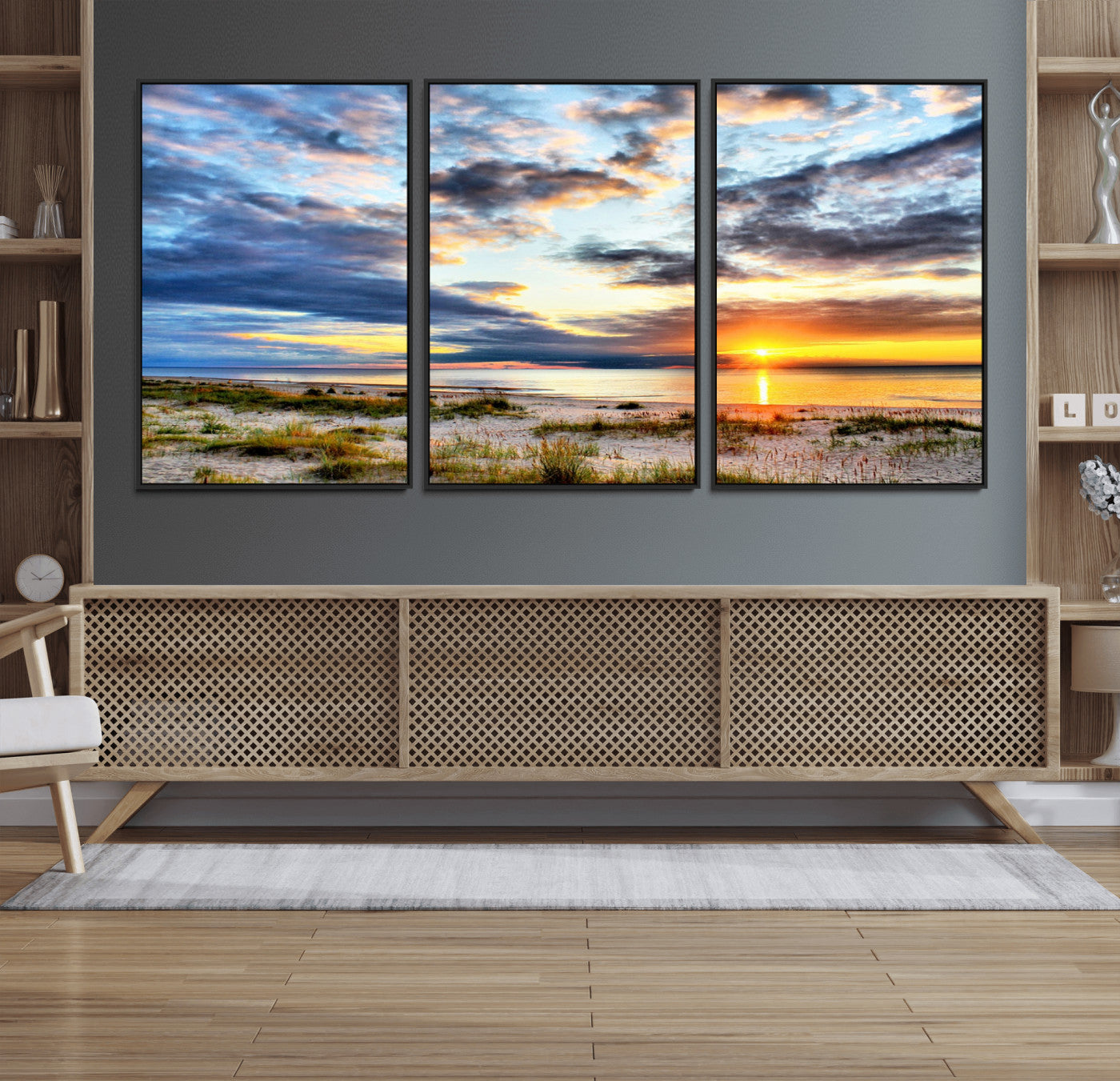 39645-MGV-FC-60X30-3P_Black-Sunset On The Ocean Wall Art Canvas Print