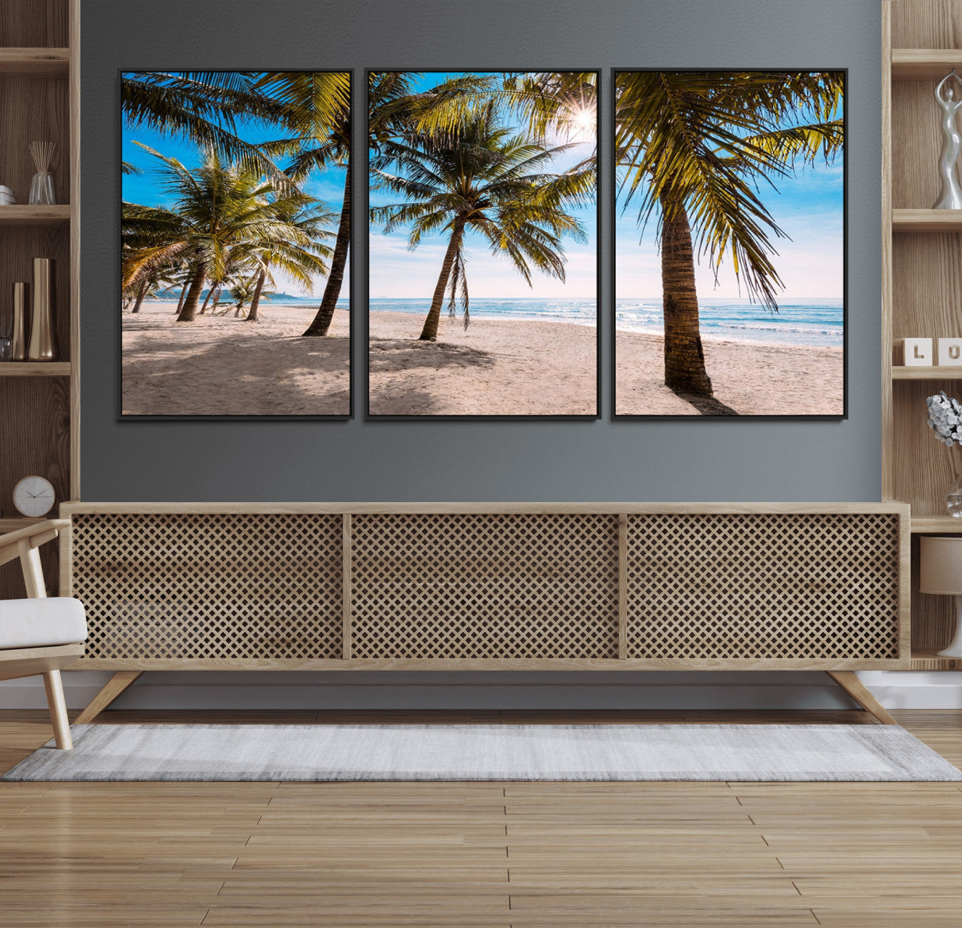 MGV-FC-60X30-3P - Palm Beach Tropical Island Wall Art Canvas Print