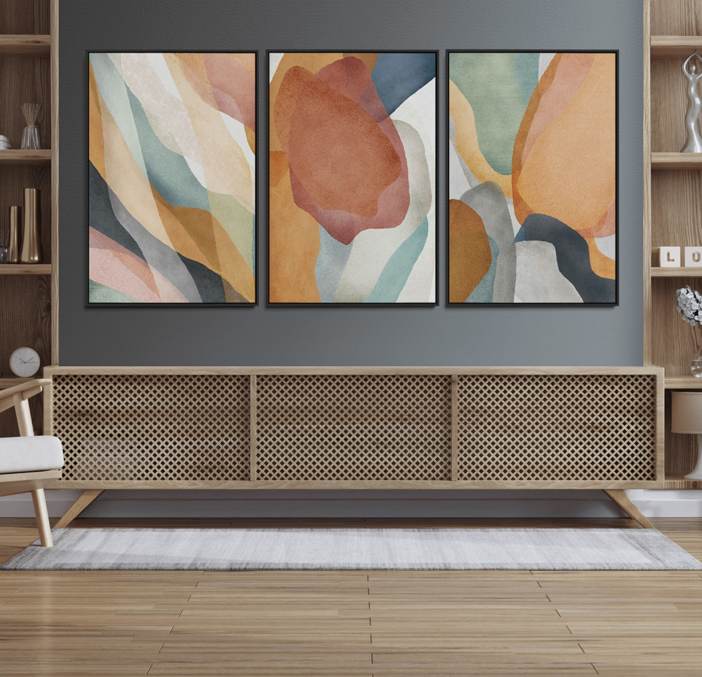 81676-MGV-FC-60X30-3P_Black-Boho Wall Art Canvas Print Set, Watercolor Boho Wall Art Canvas