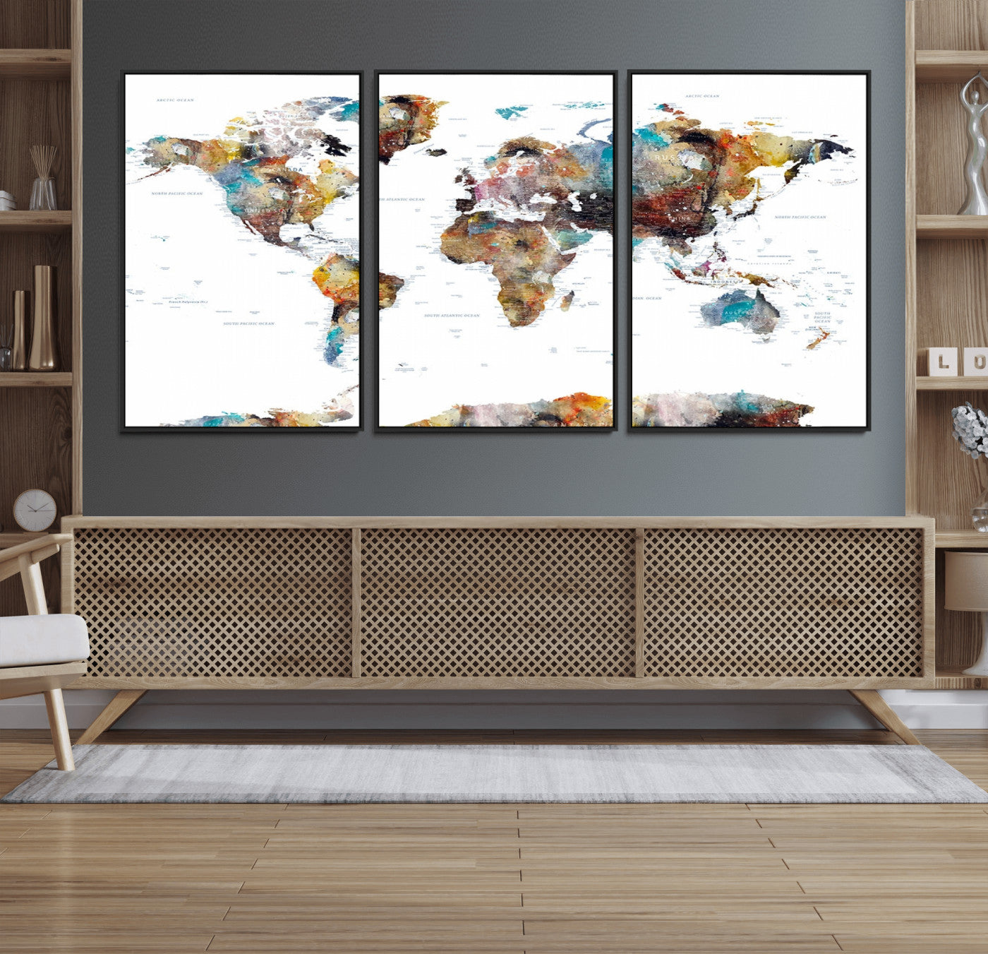 25251-MGV-FC-60X30-3P_Black-Push Pin World Map Canvas Print – Travel Tracker Wall Art for Couples, Perfect Anniversary Gift for Home or Office Decor