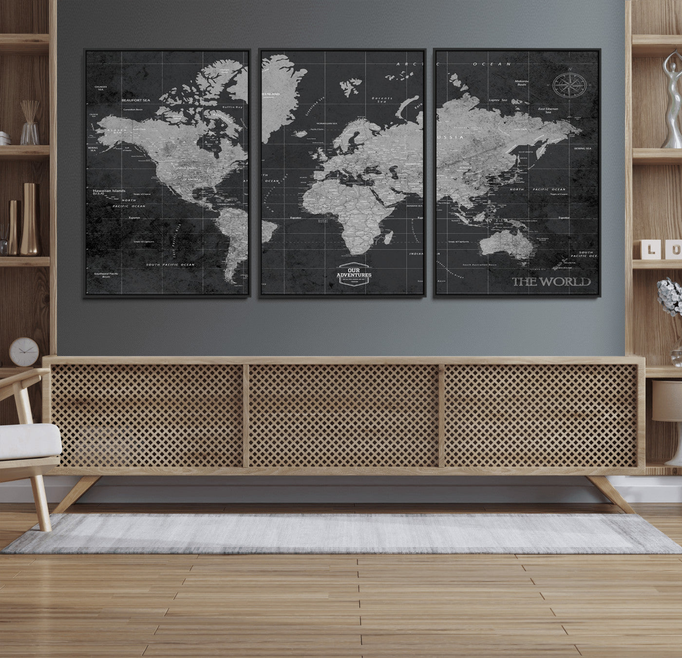 85500-MGV-CV-36X24-Push Pin World Map Canvas Print – Travel Tracker Wall Art for Couples, Perfect Anniversary Gift for Home or Office Decor