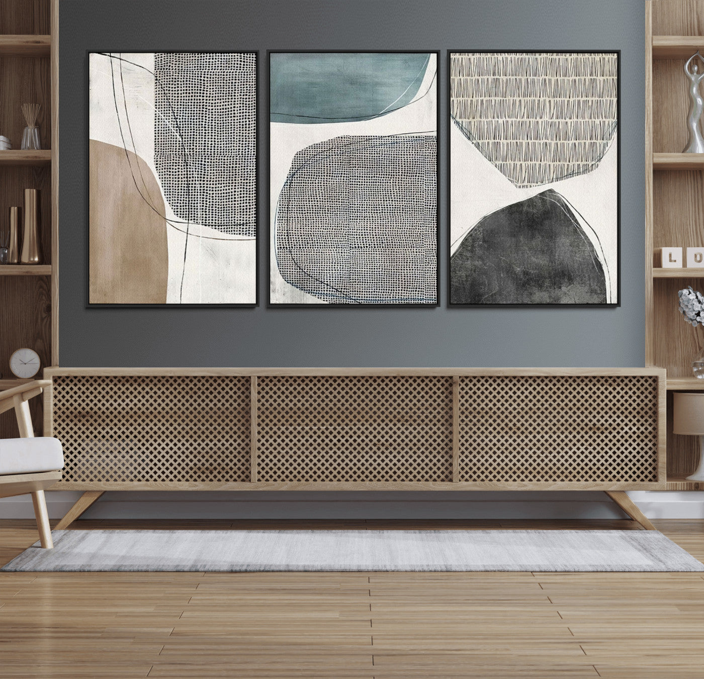 65308-MGV-FC-60X30-3P_Black-Canvas Print Wall Art Abstract Art Boho, Framed Boho Decor Canvas Print