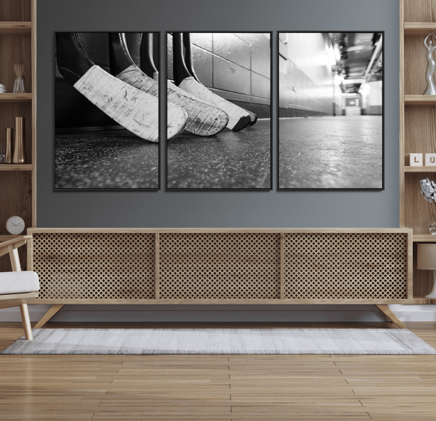 16961-MGV-FC-60X30-3P_Black-Ice Hockey Wall Art Canvas Print