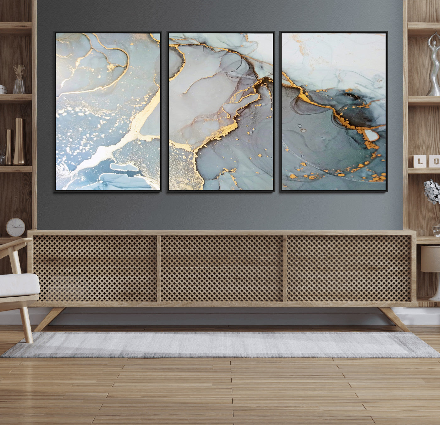 86878-MGV-FC-60X30-3P_Black-Large Abstract Marble Wall Art Canvas Print for Living Room and Farmhouse Decor