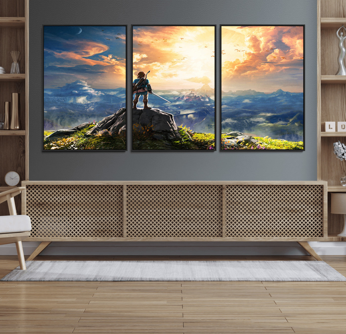 18096-MGV-FC-60X30-3P_Black-Legend of Zelda Breath of the Wild Game Wall Art Canvas, Legend of Zelda Canvas Print