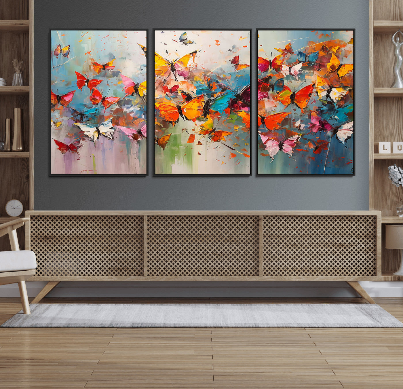 11835-MGV-FC-60X30-3P_Black-Abstract Butterfly Wall Art Canvas Print
