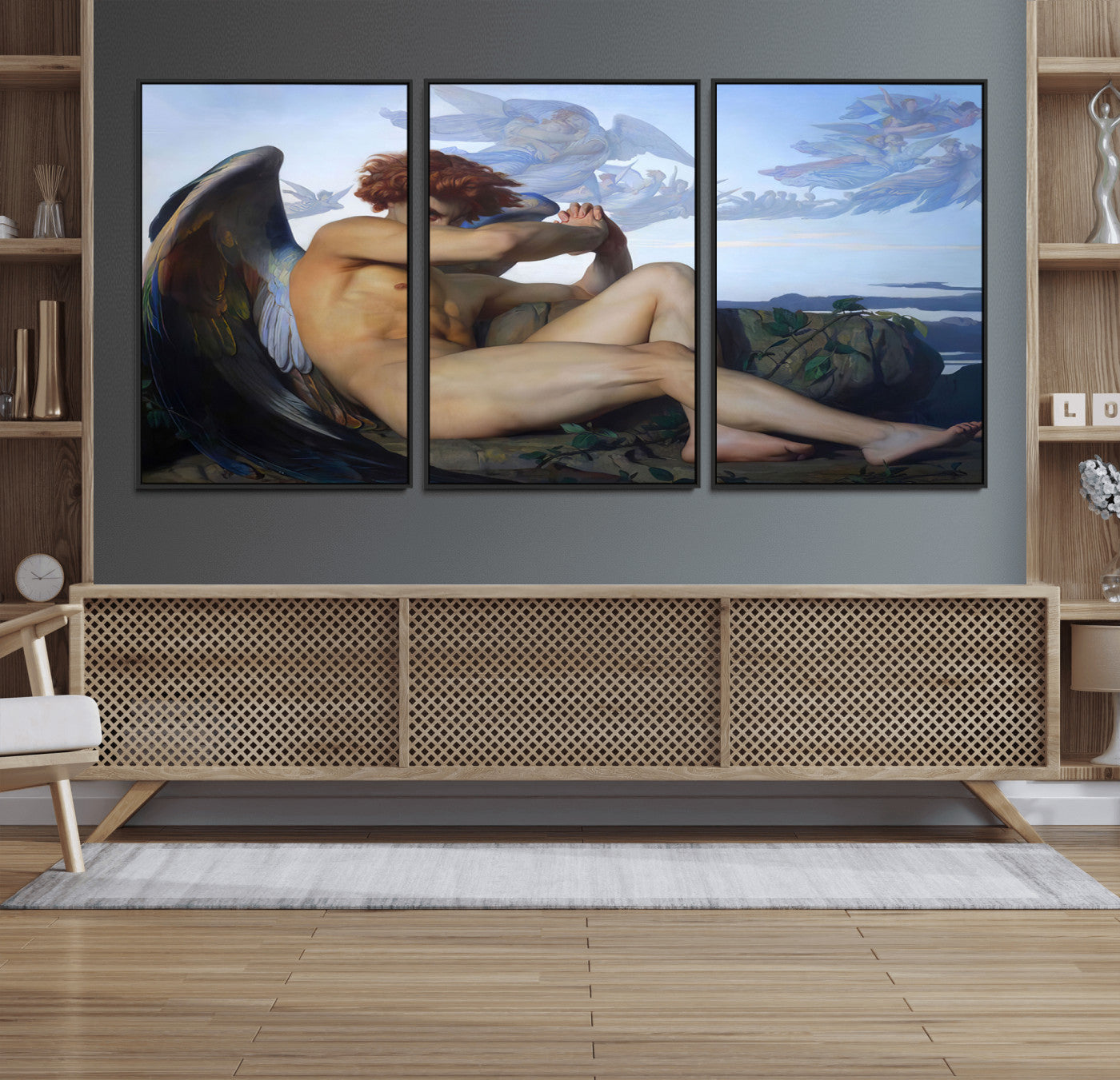 94220-MGV-FC-60X30-3P_Black-Fallen Angel Wall Art Canvas Print – Classic Art, Framed, Ready to Hang - Alexandre Cabanel