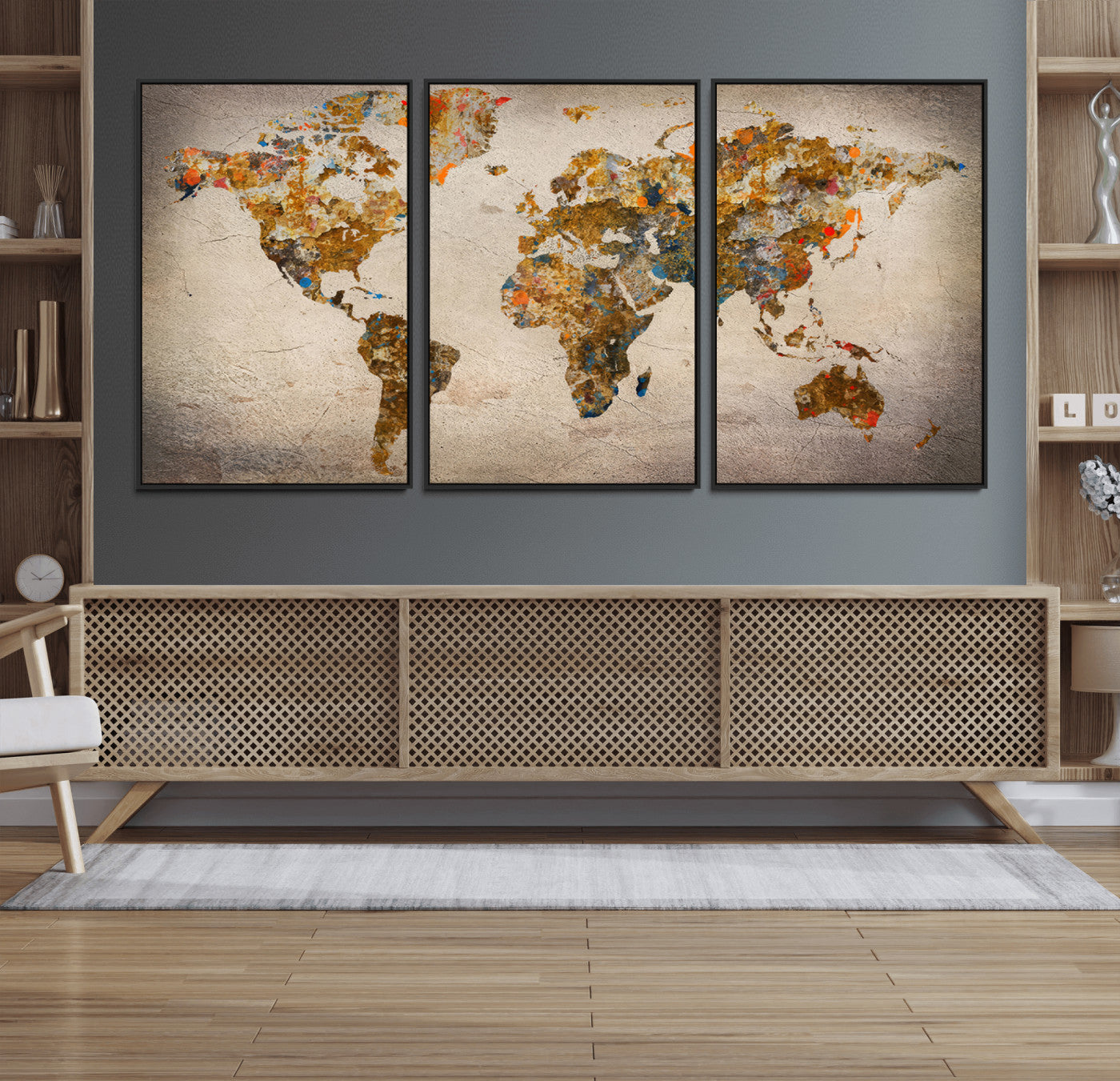 MGV-FC-60X30-3P - Push Pin World Map Canvas Print – Framed Wall Art for Couples to Track Their Travels – Anniversary