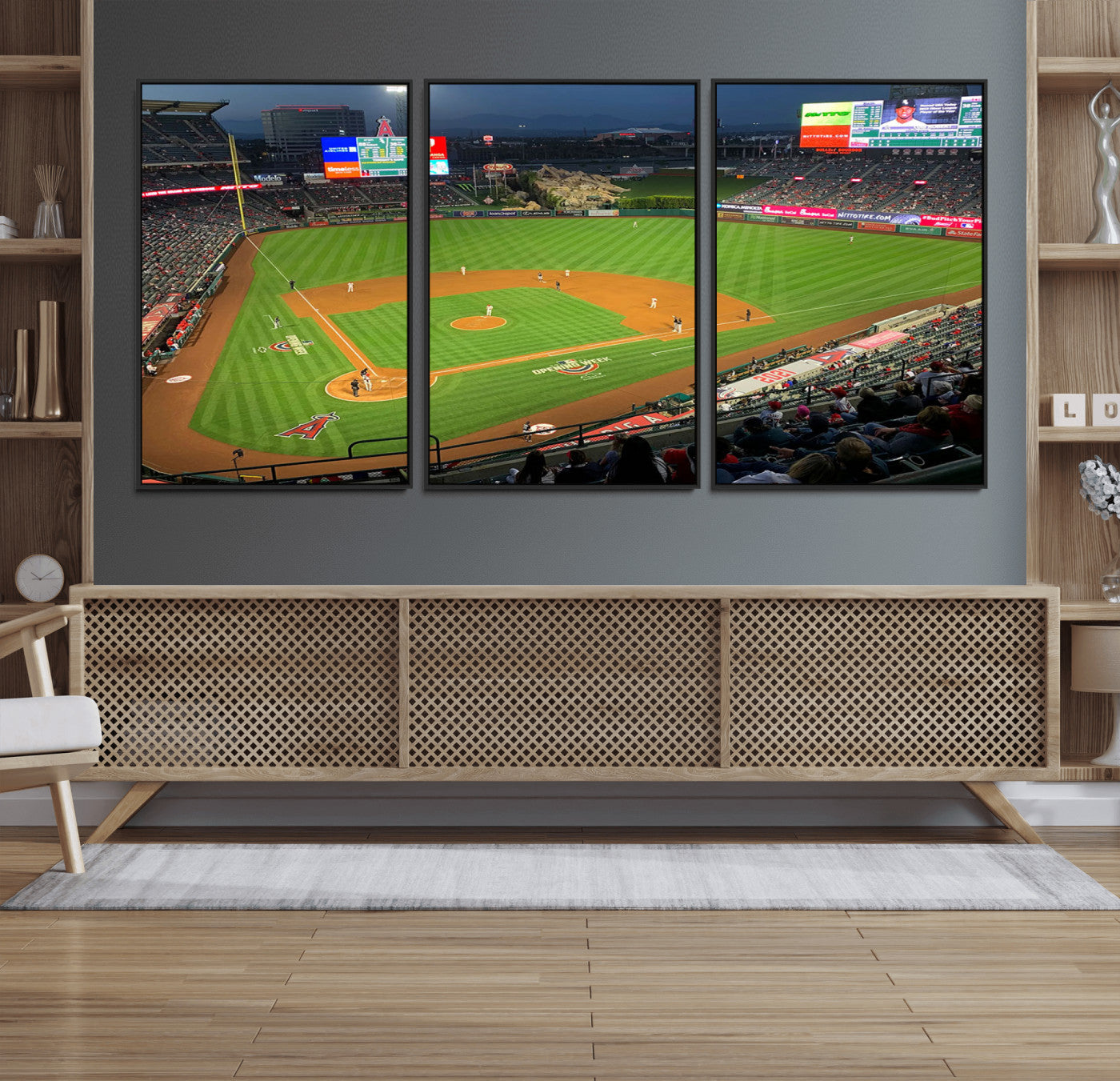 MGV-FC-60X30-3P - Angel Stadium Aerial View – Los Angeles Angels Baseball Canvas Print, Framed, Ready to Hang