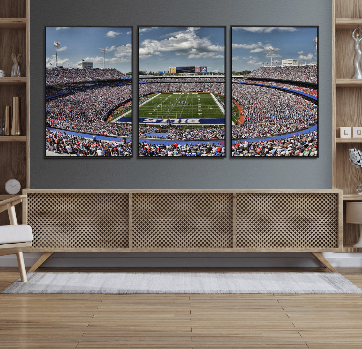 MGV-FC-60X30-3P - Buffalo Bills Highmark Stadium Wall Art Canvas Print - Bills Stadium Game Day Triple Canvas Wall Art - Buffalo Bills NFL Match