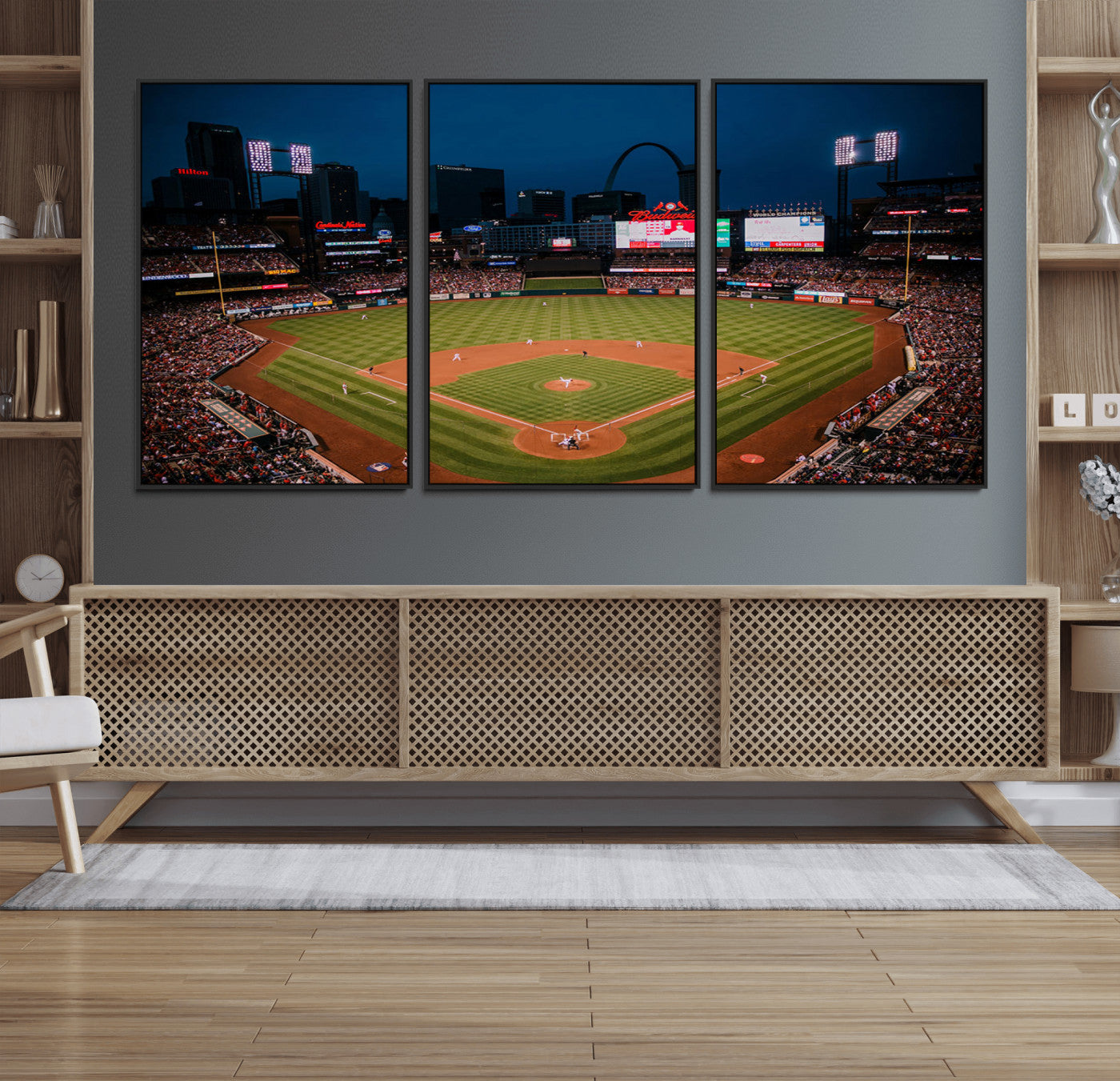 38612-MGV-FC-60X30-3P_Black-St. Louis Cardinals Baseball Team Print - Busch Stadium Wall Art Canvas Print