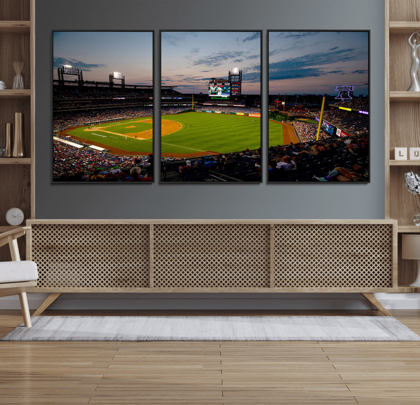 17415-MGV-FC-60X30-3P_Black-Philadelphia Phillies Baseball Team Print - Citizens Bank Park Stadium Wall Art Canvas Print