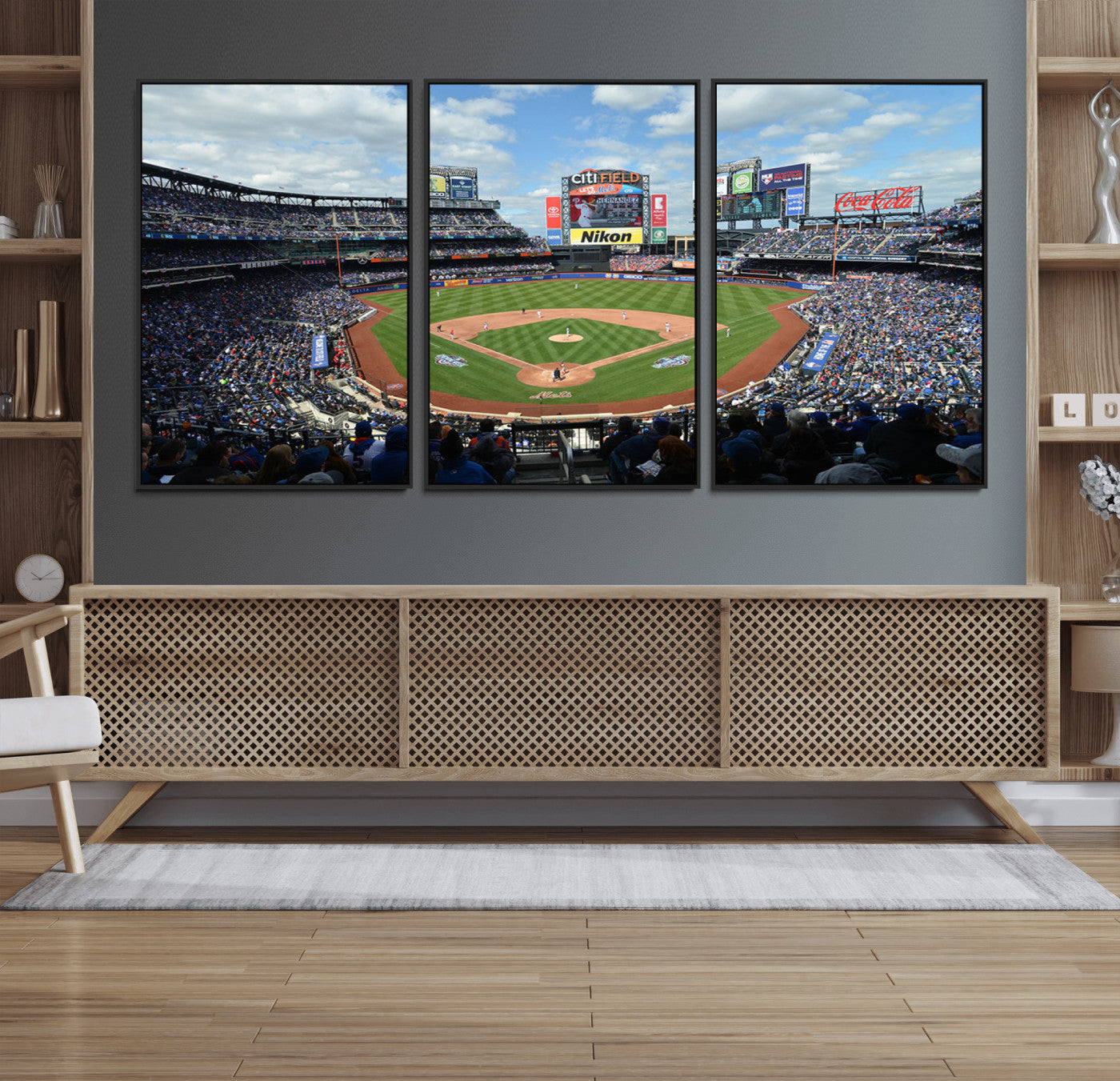 22910-MGV-FC-60X30-3P_Black-New York Mets Baseball Team Print - Citi Field Stadium Wall Art Canvas Print