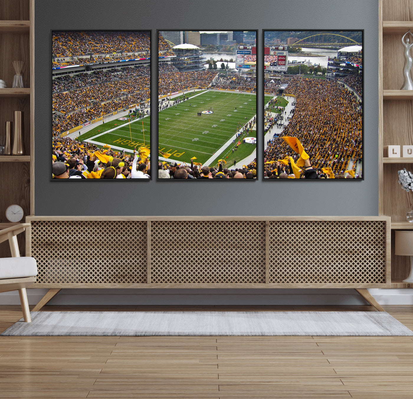 MGV-FC-60X30-3P - Pittsburgh Steelers Football Team Print - Pittsburgh Heinz Field Stadium Wall Art Canvas Print