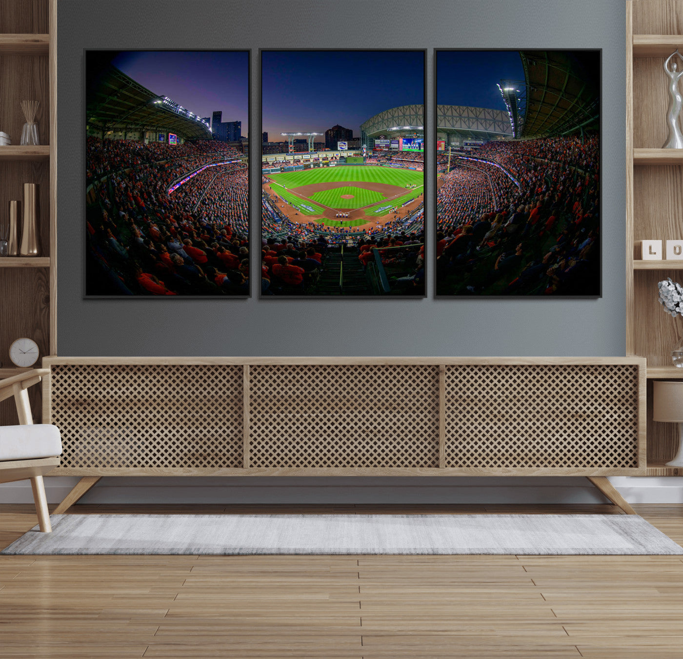 MGV-FC-60X30-3P - Houston Astros Baseball Team Print - Houston Minute Maid Park Stadium Wall Art Canvas Print
