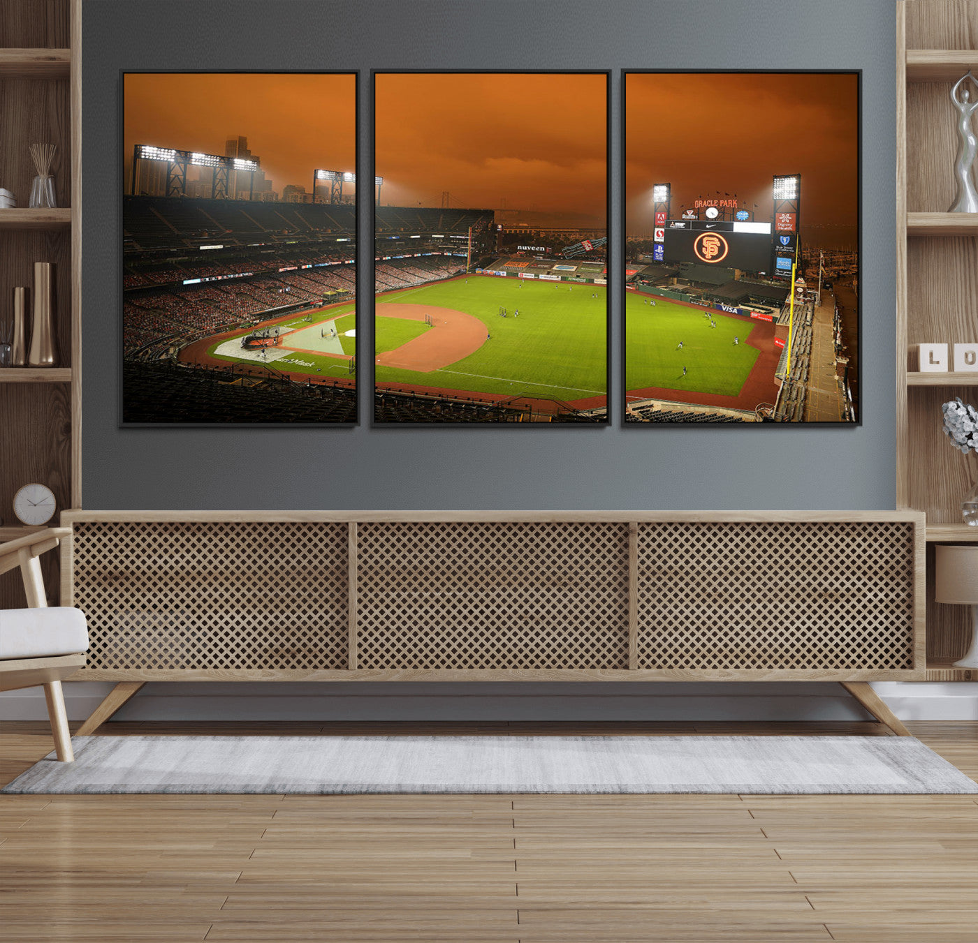 31315-MGV-FC-60X30-3P_Black-San Francisco Giants Baseball Team Print - Oracle Park Stadium Wall Art Canvas Print