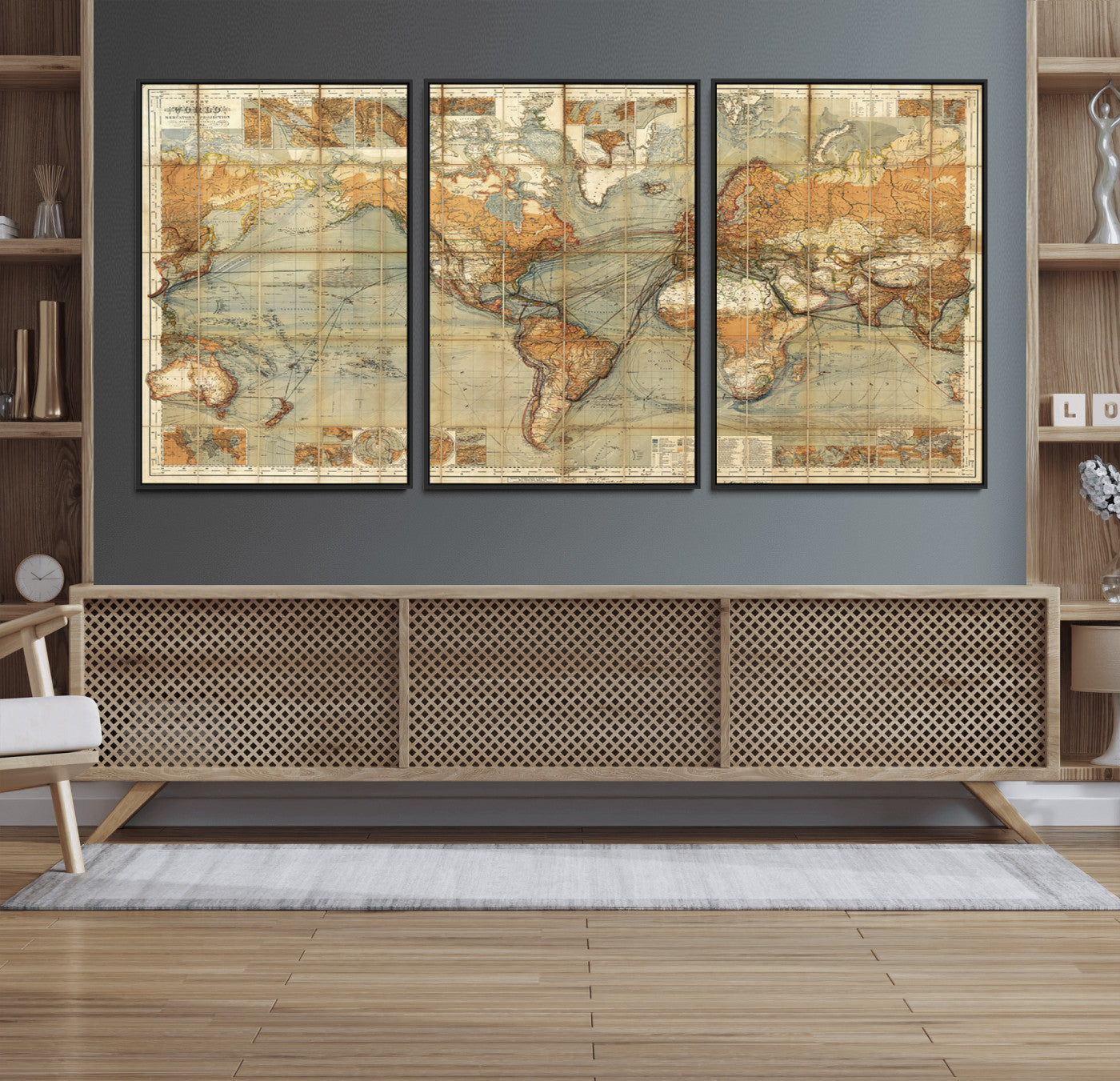 MGV-FC-60X30-3P - Push Pin World Map Canvas Print – Framed Wall Art for Couples to Track Their Travels – Anniversary