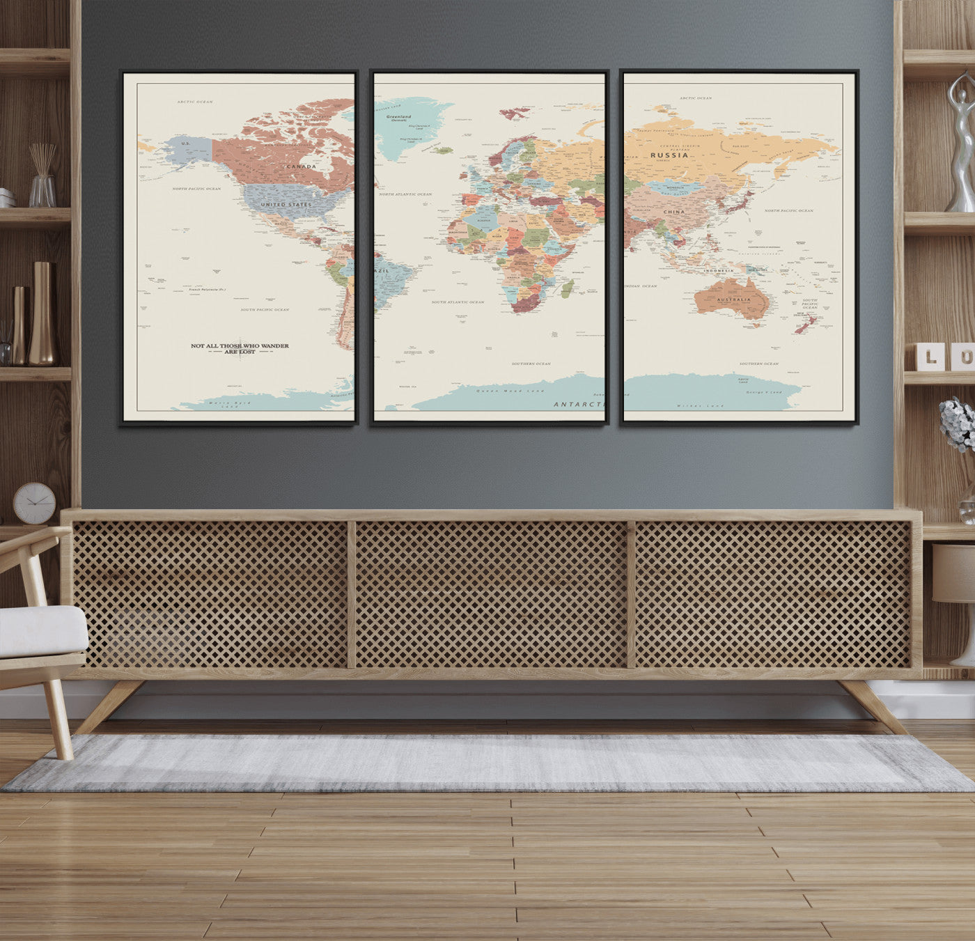 MGV-FC-60X30-3P - Push Pin World Map Canvas Print – Framed Wall Art for Couples to Track Their Travels – Anniversary