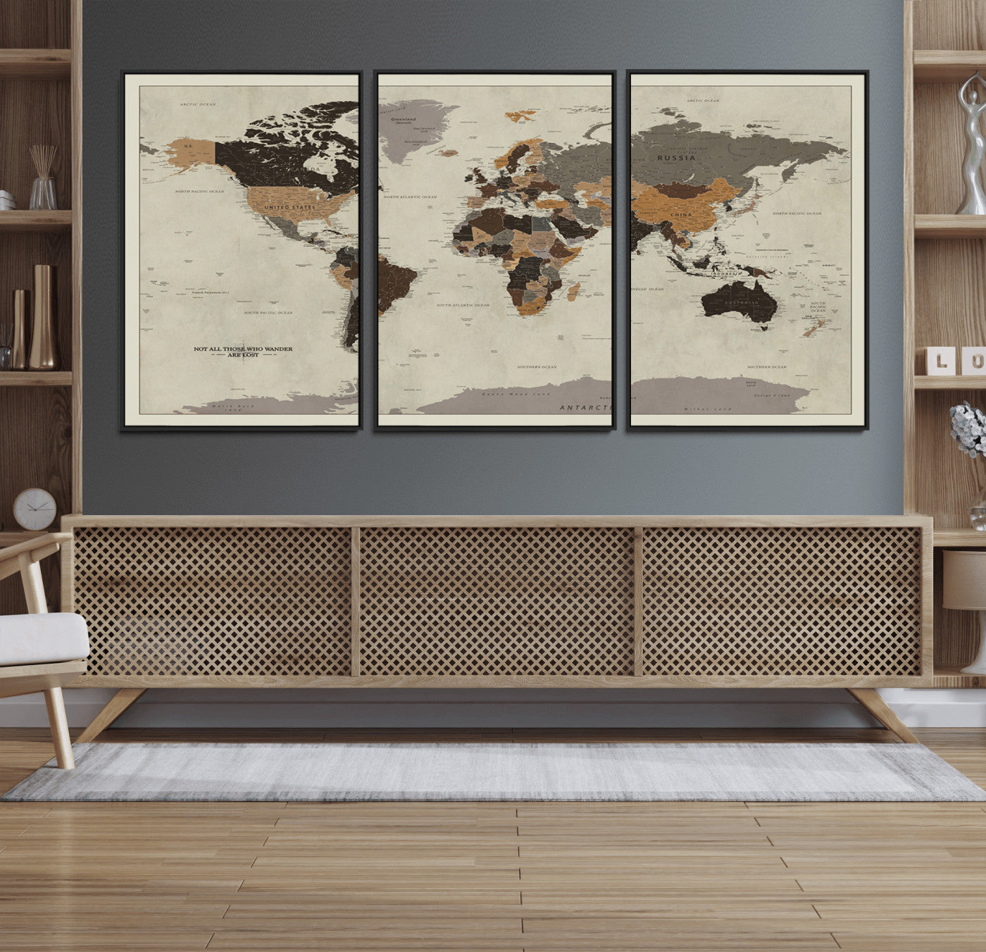 72209-MGV-CV-36X24-Push Pin World Map Canvas Print – Travel Tracker Wall Art for Couples, Perfect Anniversary Gift for Home or Office Decor