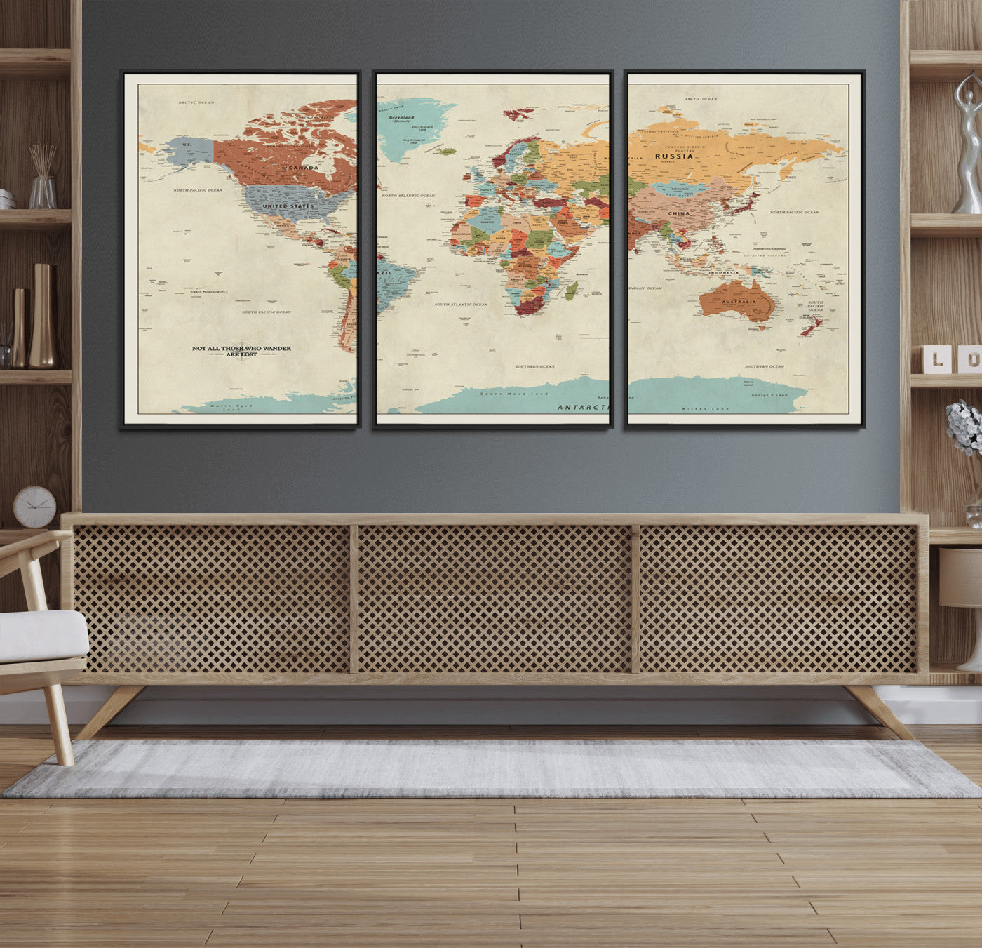 MGV-FC-60X30-3P - Push Pin World Map Canvas Print – Framed Wall Art for Couples to Track Their Travels – Anniversary