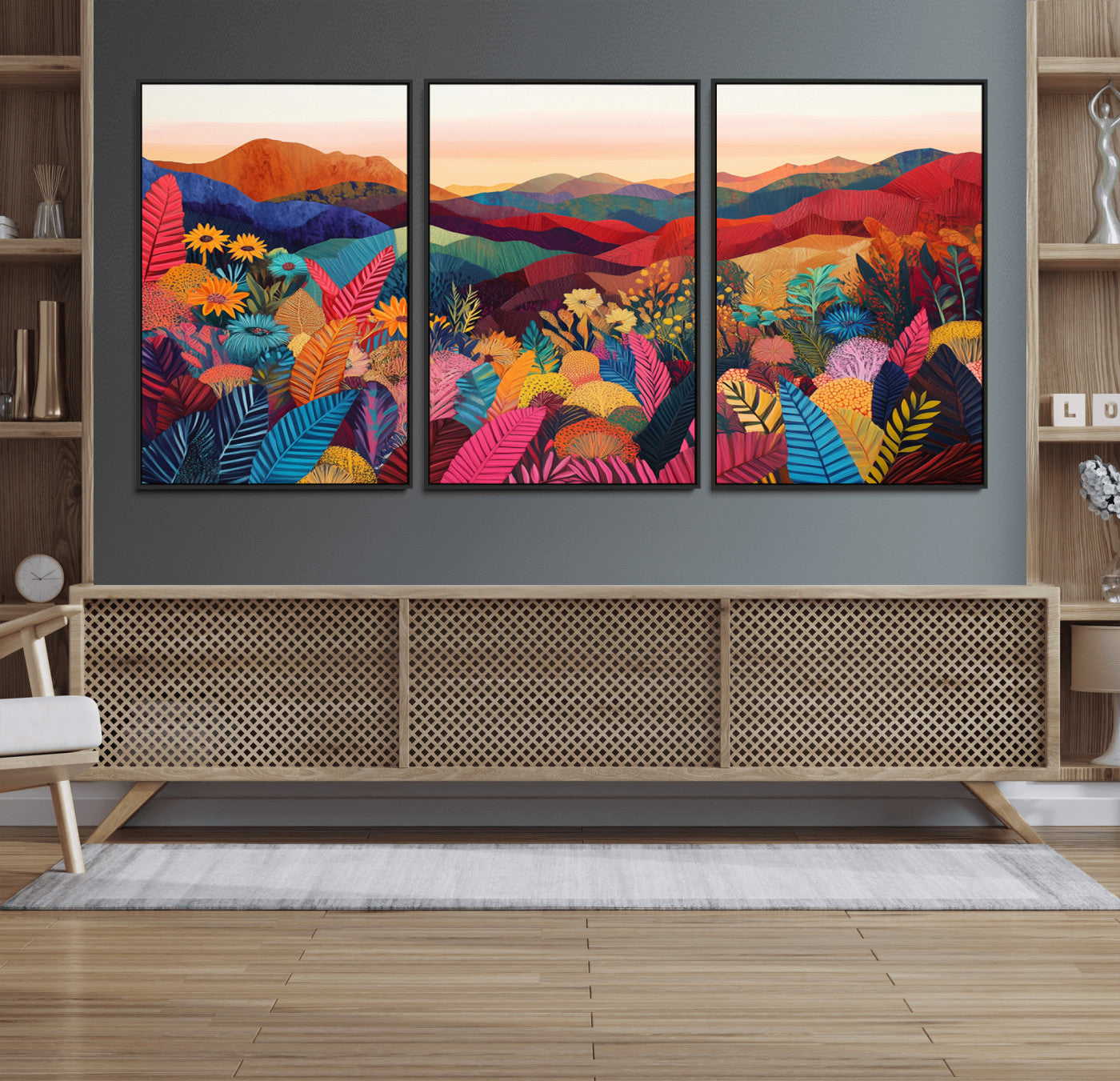 66796-MGV-FC-60X30-3P_Black-YAYOI KUSAMA Abstract Print - Landscape Canvas Wall Art Print - Vibrant Modern Decor for Living