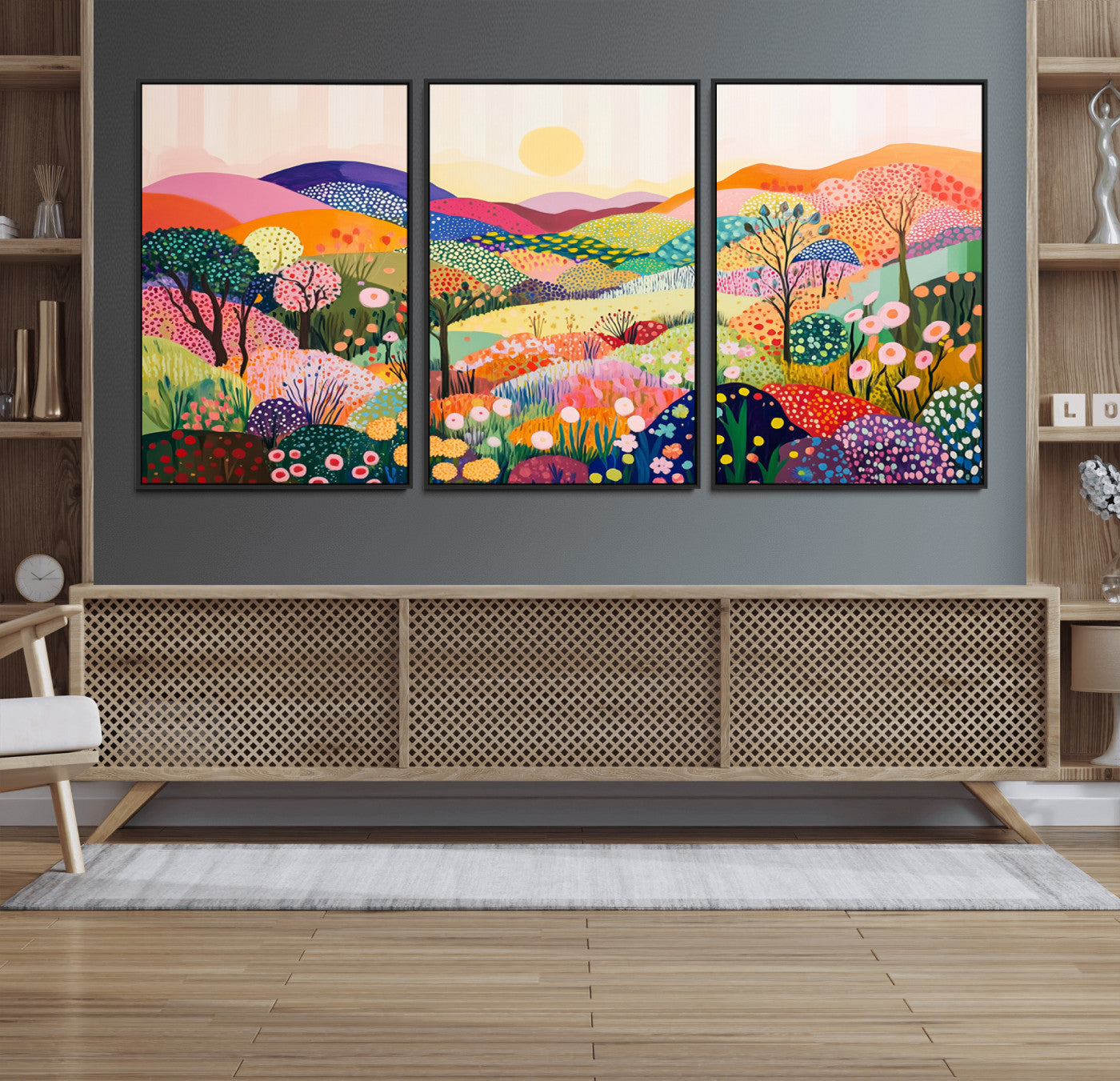 63198-MGV-FC-60X30-3P_Black-Yayoi Kusama 1986 Wall Art Print – Yayoi Kusama Wabi Sabi Japanese Wall Art Print - Vibrant Abstract