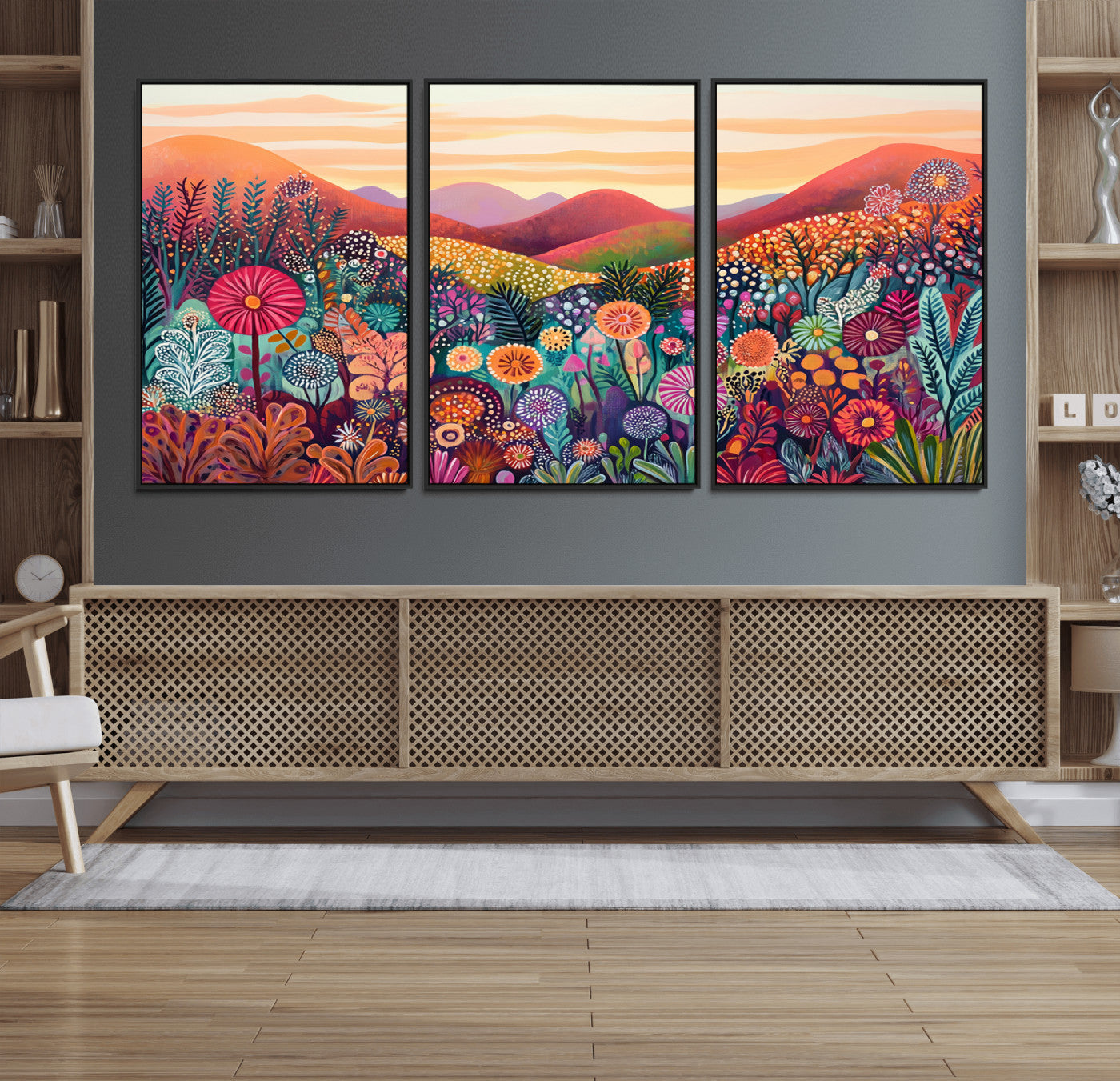 51484-MGV-FC-60X30-3P_Black-Yayoi Kusama 1986 Wall Art Print – Yayoi Kusama Wabi Sabi Japanese Wall Art Print - Vibrant Abstract