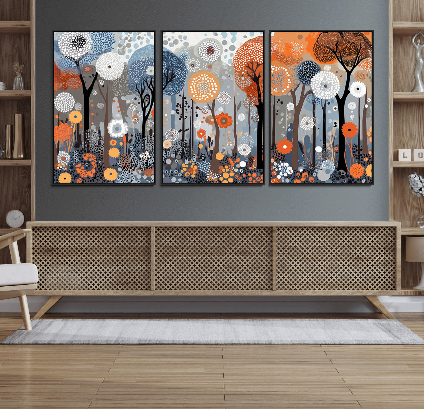 48857-MGV-FC-60X30-3P_Black-Abstract Winter Landscape Canvas Wall Art Print - Large Colorful Nature Wall Decor