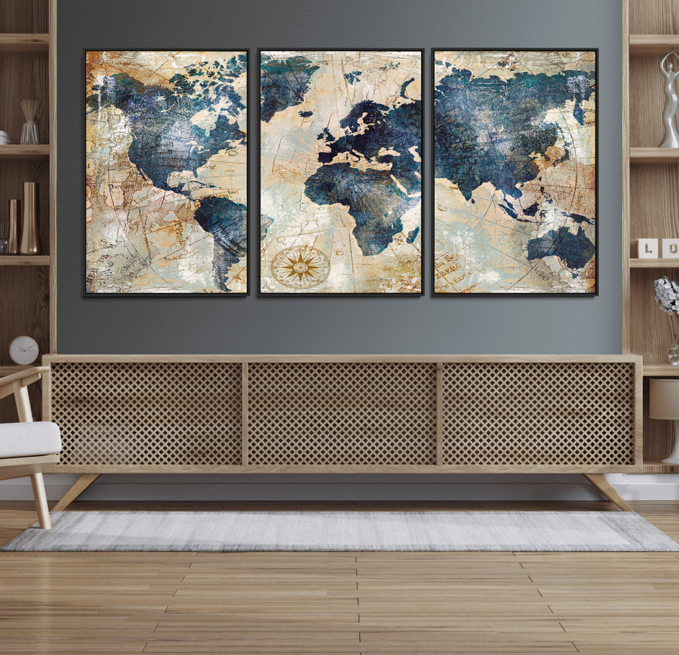 84561-MGV-FC-60X30-3P_Black-Push Pin World Map Canvas Print – Framed Wall Art for Couples, Travel Tracker Map, Anniversary Gift for Home Decor