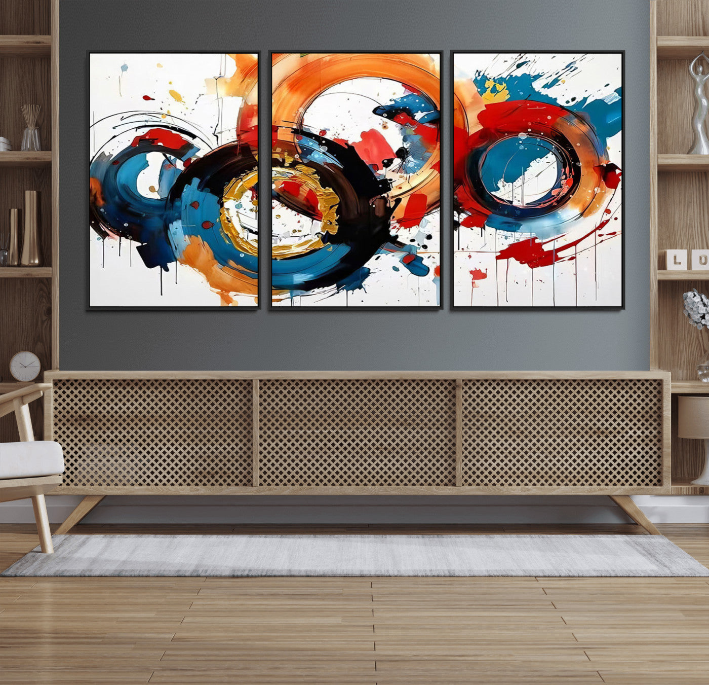 88266-MGV-FC-60X30-3P_Black-Abstract Wall Art, Rings Wall Art Canvas Print